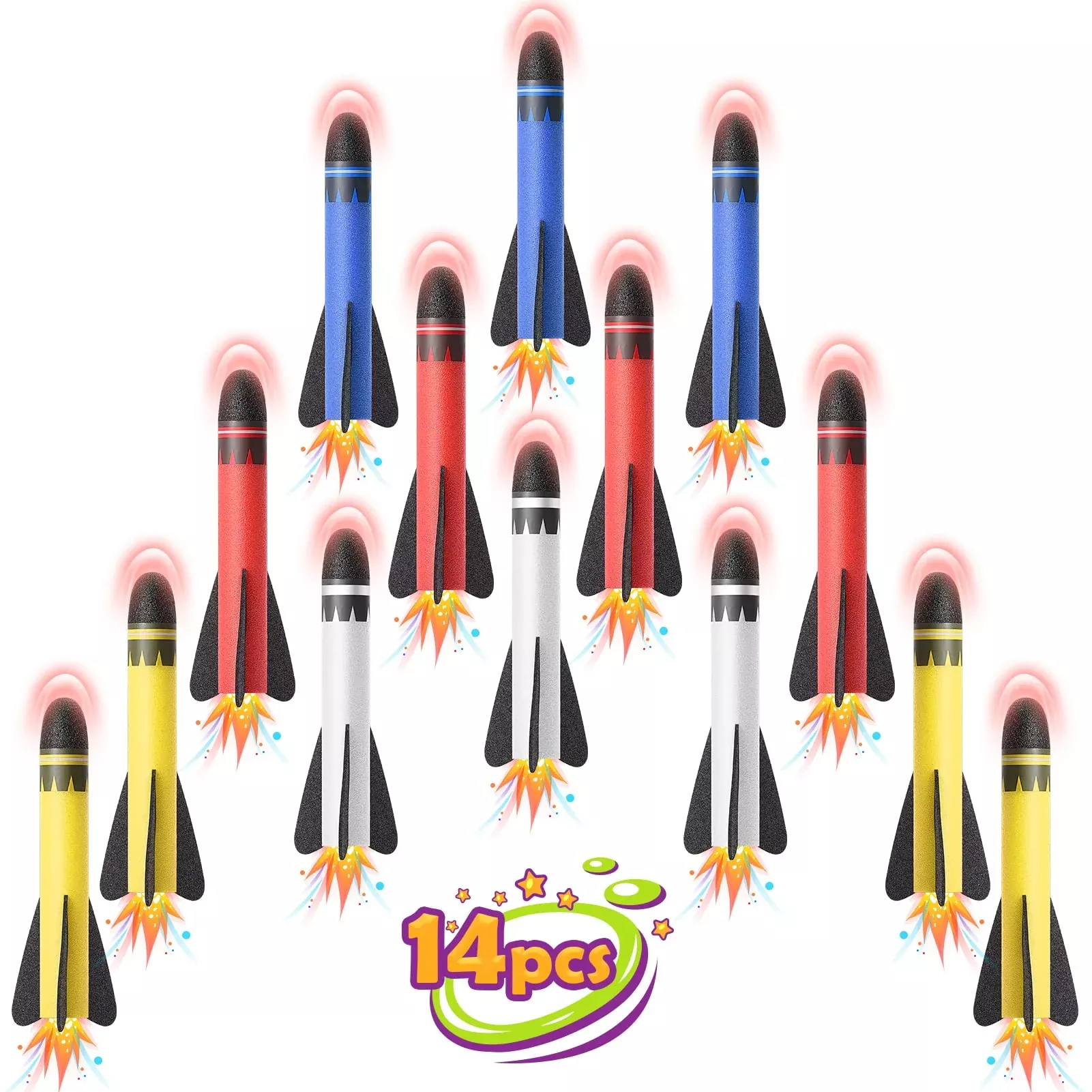 Delighkidz Kids Foam Rocket Refills 14 Pack, 1.6cm Diameter