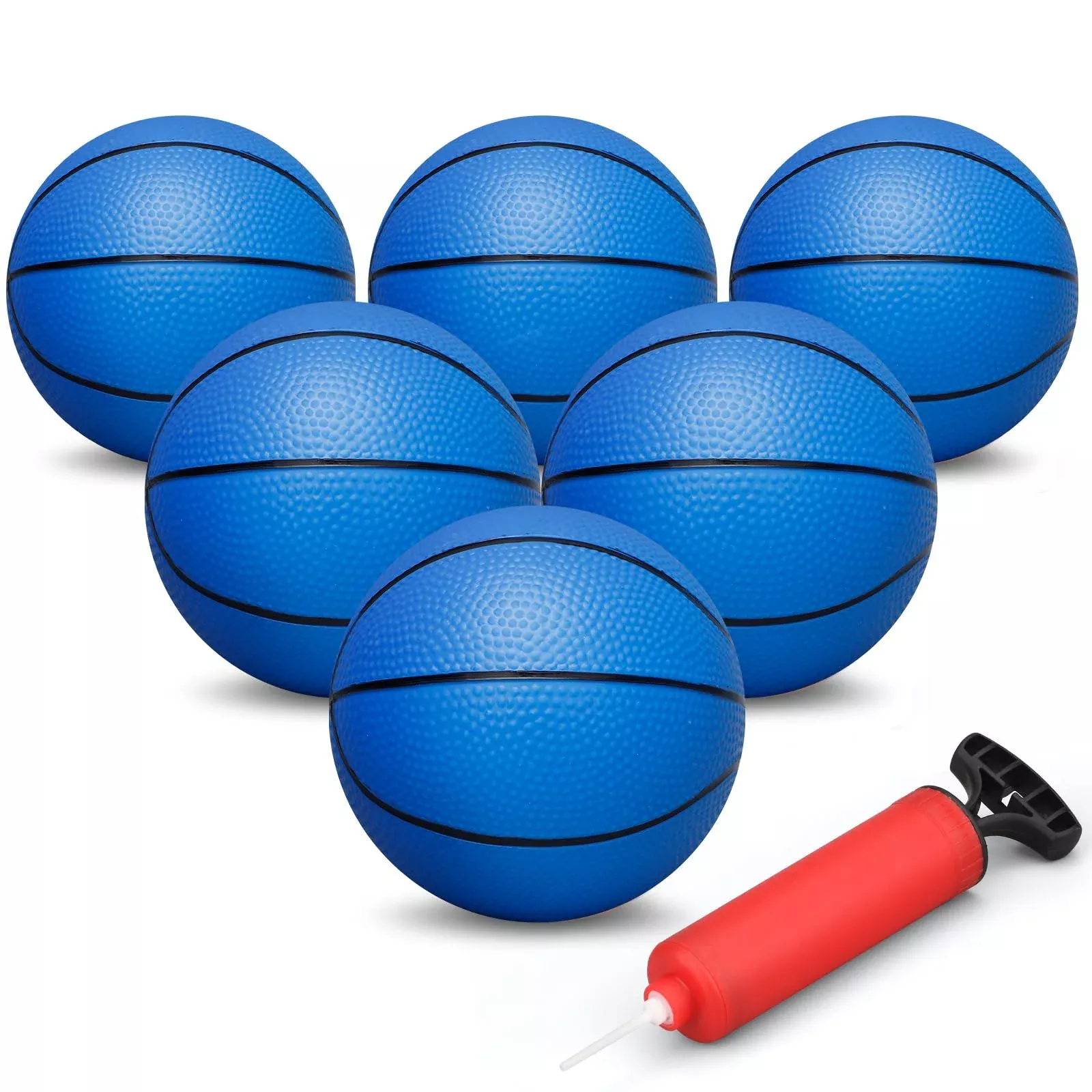 Dilabnba Mini Basketball Set - 6 Inch Blue Rubber Balls, Pack of 6