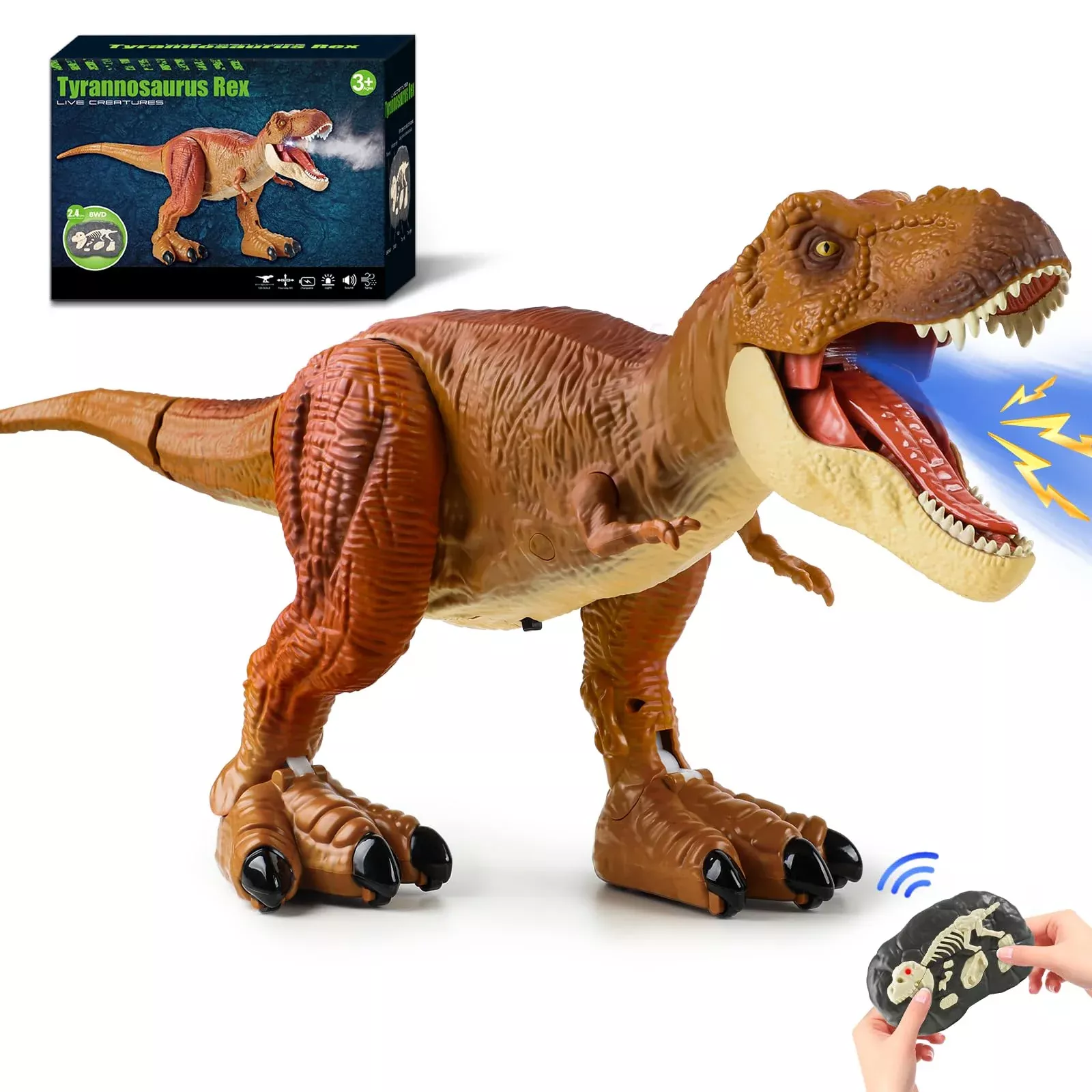 DINOSAURS'ISLAND TOYS T Rex Interactive Dinosaur Toy 8" Brown