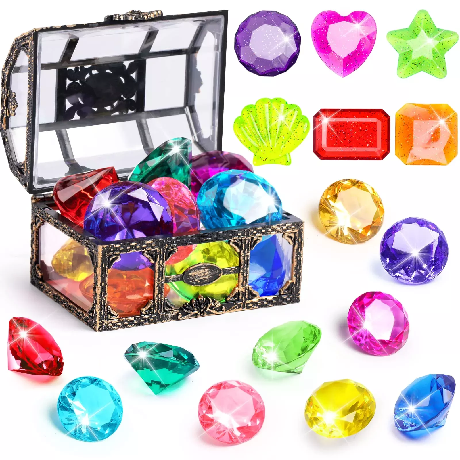 DISHIO Diving Gems Toy Set for Pool Play, 16pcs Multi-colored, Large