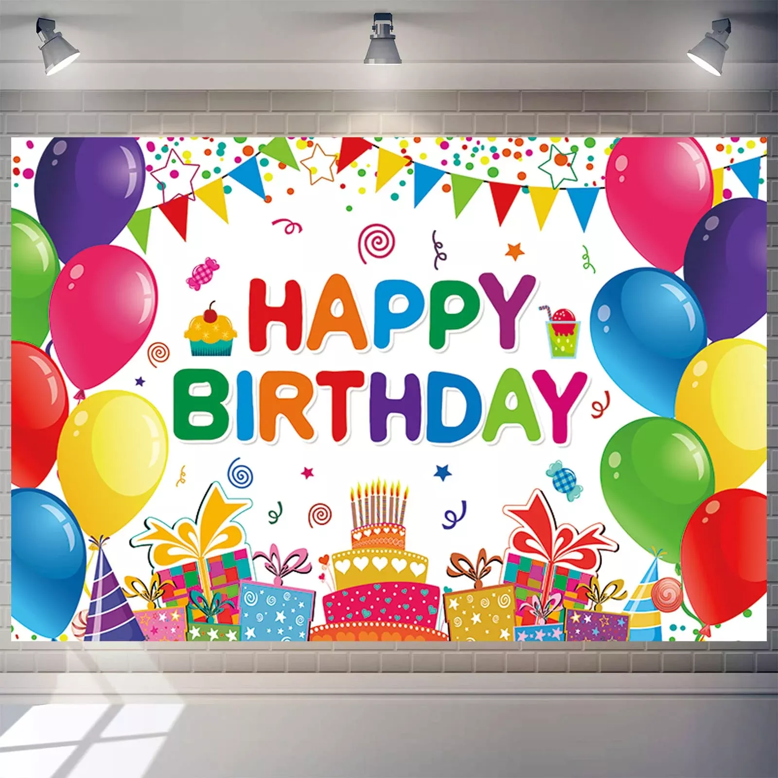 DIZHI Birthday Backdrop 6x3.6ft Multicolor Photography Cloth