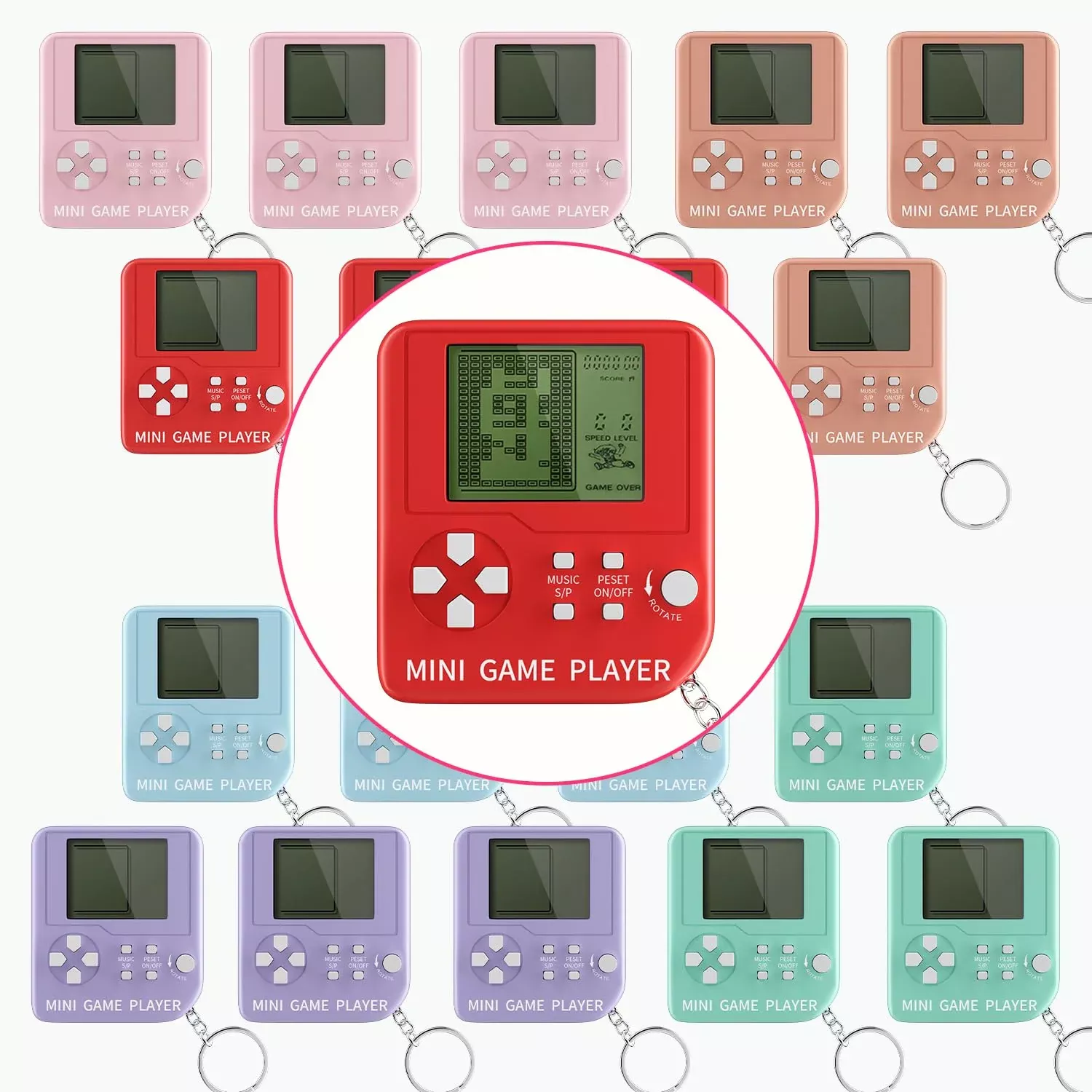 DJMUMU 18PCS Video Game Keychains Mini Players 1.6x1