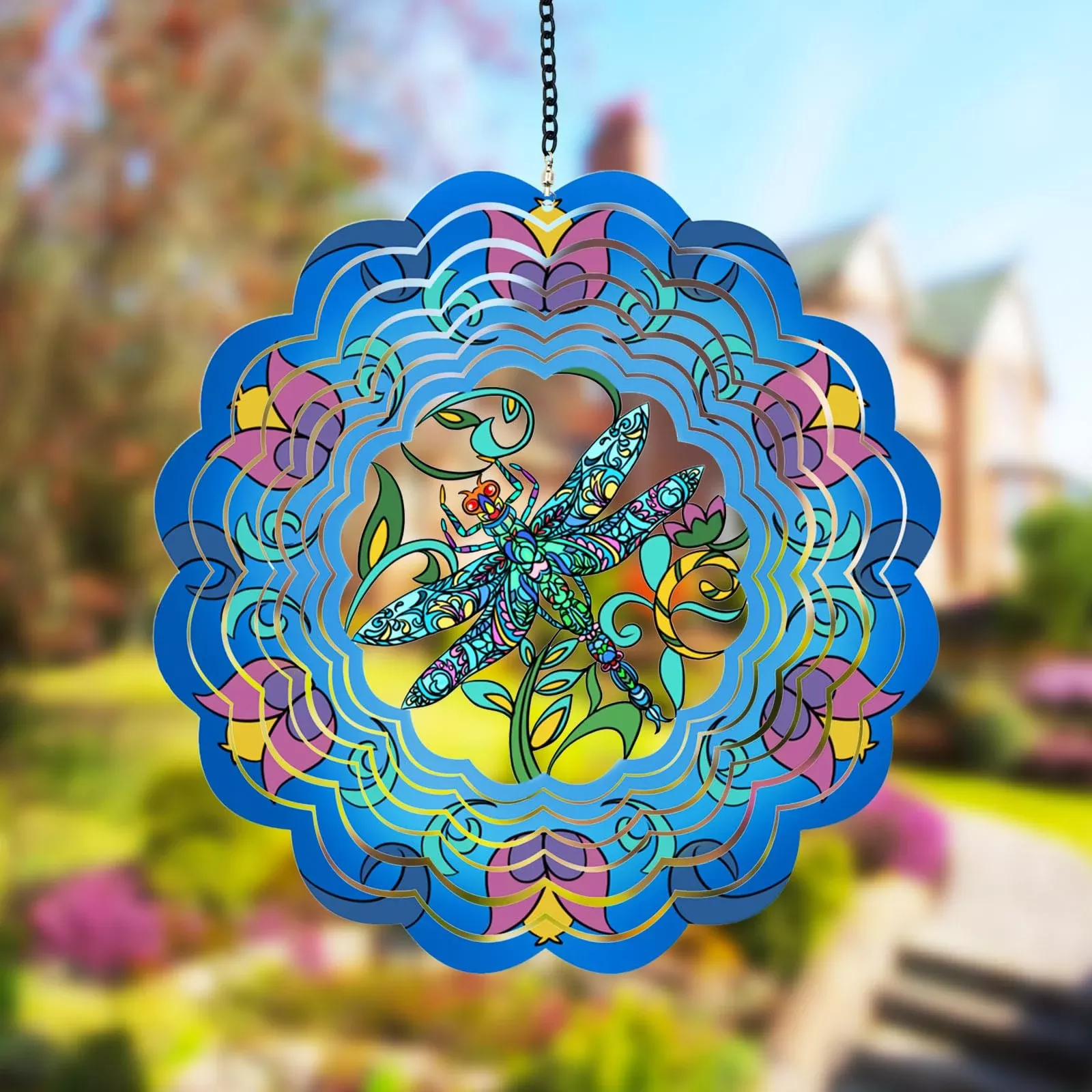 DKJOCKY 3D Kinetic Wind Spinner Decor Dragonfly 12 Inch Steel