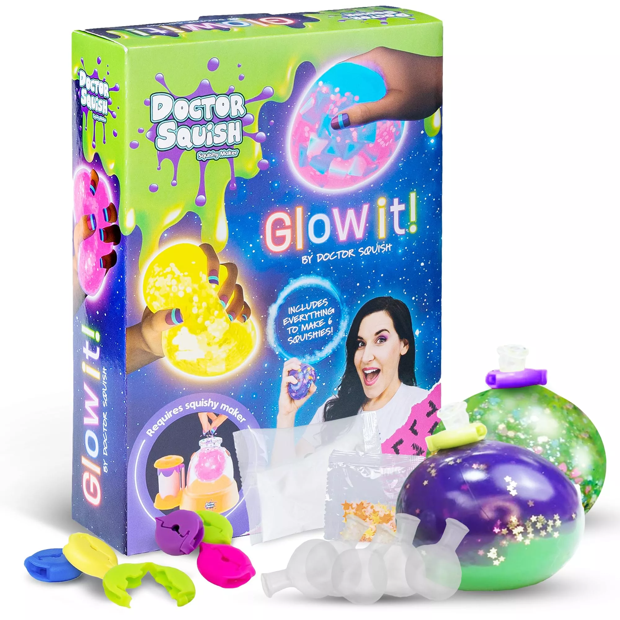 Doctor Squish DIY Glow in The Dark Squishy Making Kit - Neon Effects,
