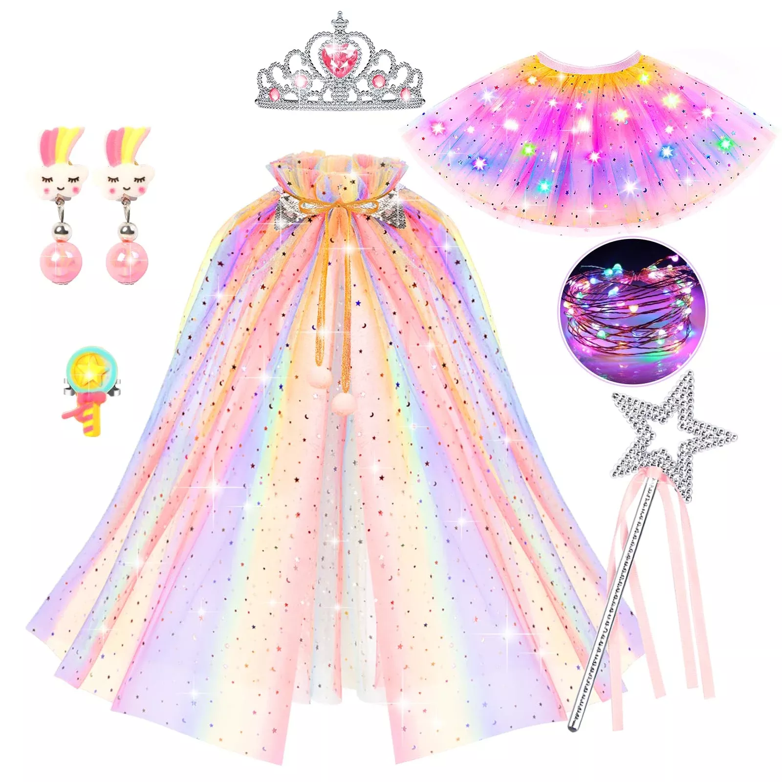 DOLNOW Tutu Dress Set for Girls, Multicolored, One Size, Princess Theme