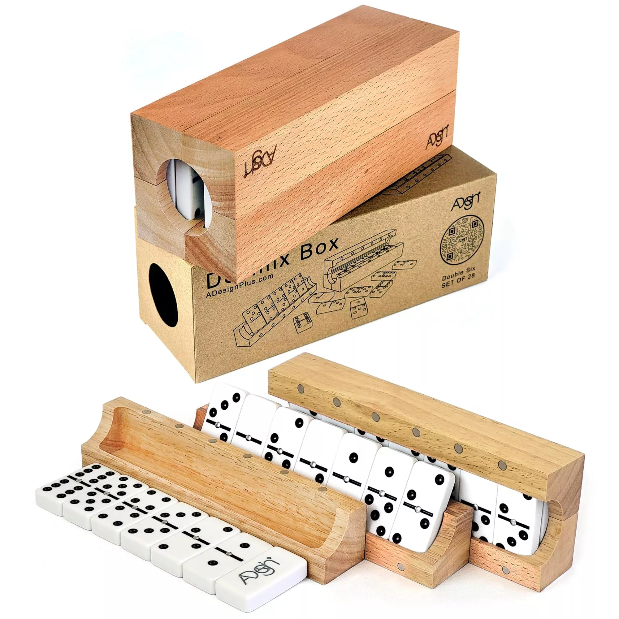 Domino Game Set Of 28 | Professional Double 6S | Multi-Use Box | Trays