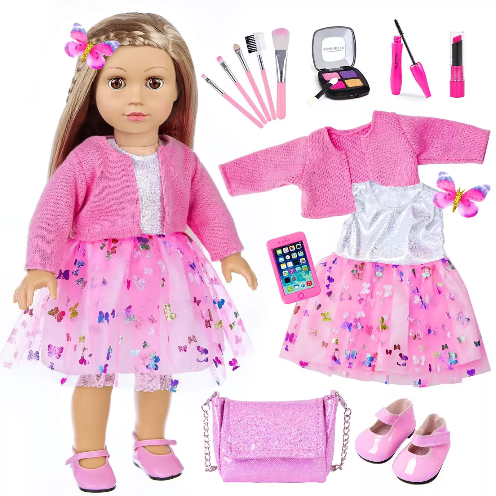 DONTNO 18-Inch Doll Accessories Set - Multicolored Clothing & Makeup