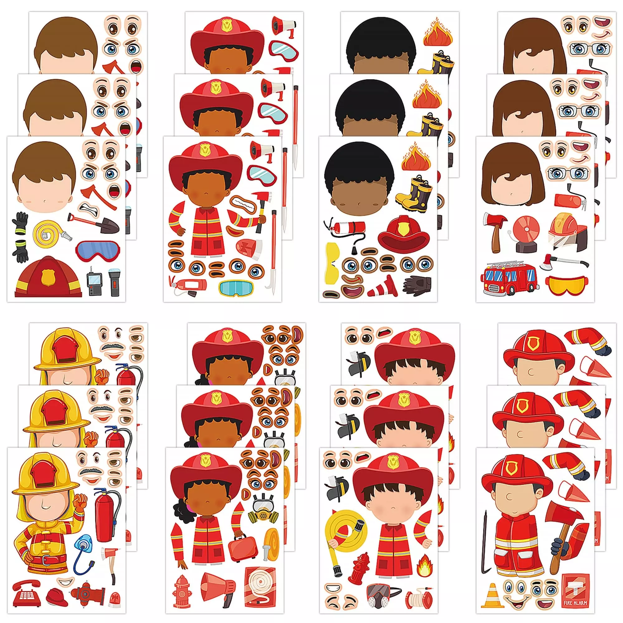 Dorgua Fireman Stickers DIY Craft 24 Sheets 8 Designs Copperplate Paper