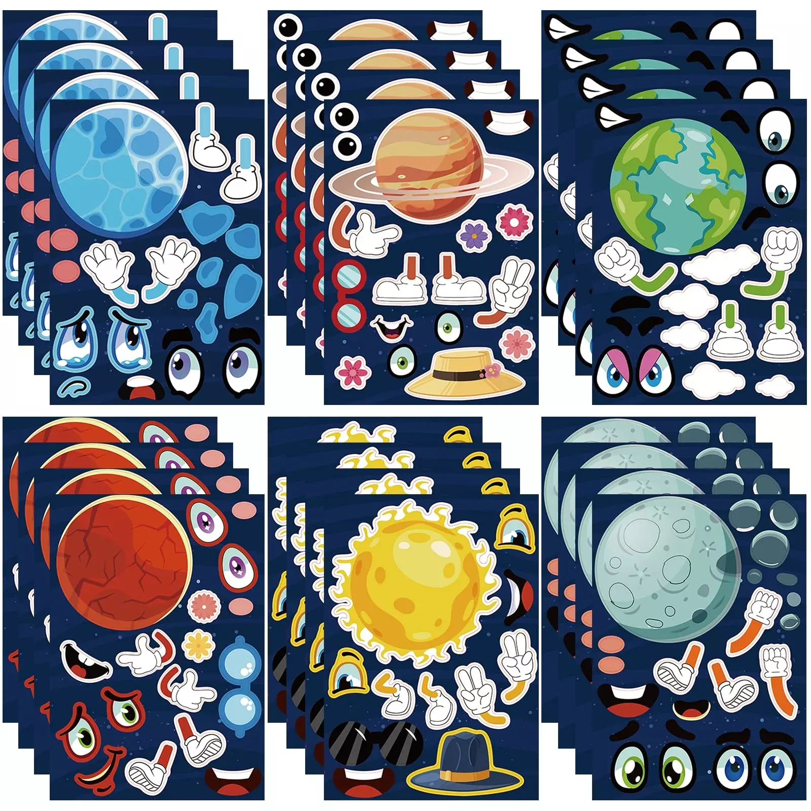 Dorgua Make-A-Face Sticker Set, Make A Space Stickers For Kids Boys, D