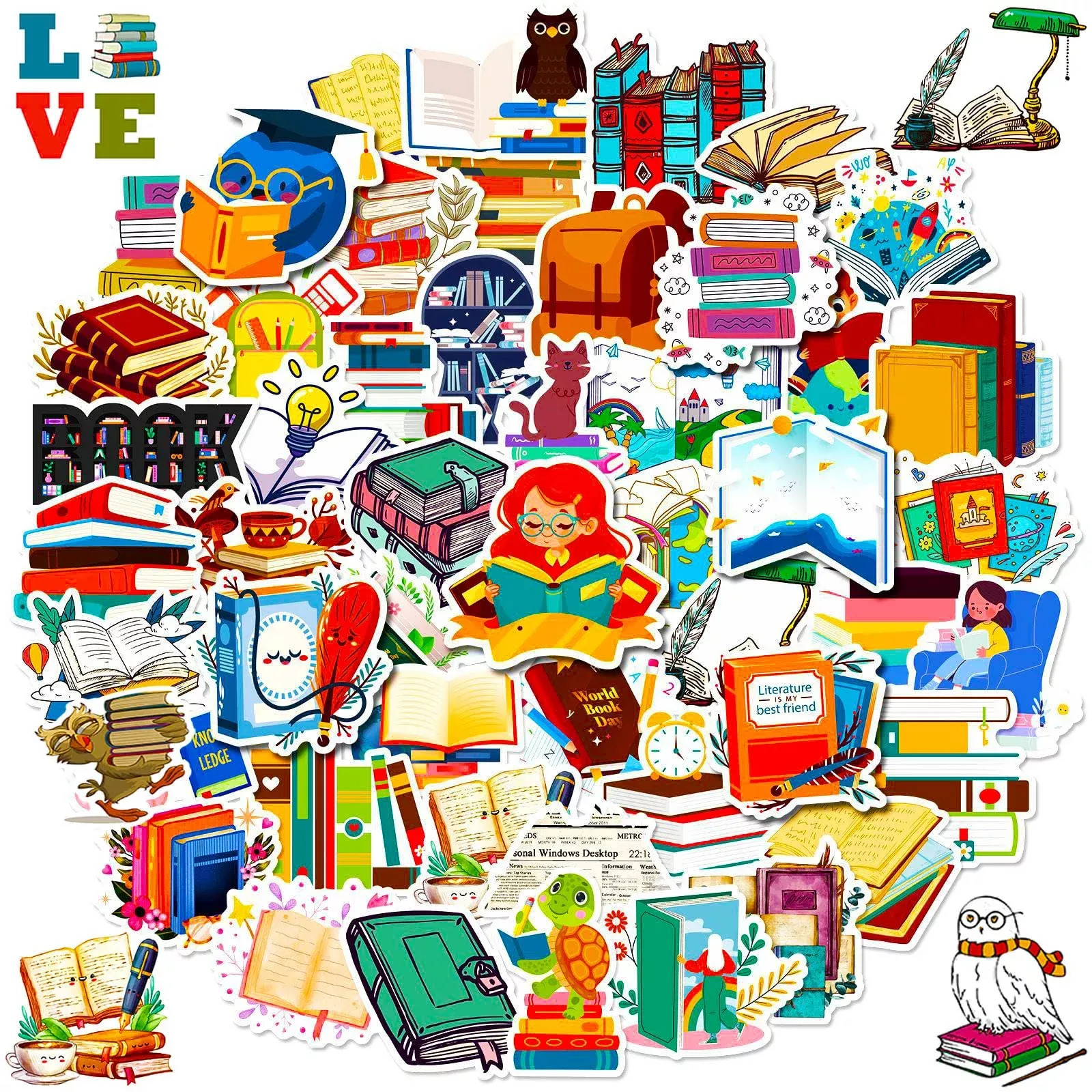 DothRayan Book Stickers Set of 100 Vinyl Reading Decorations