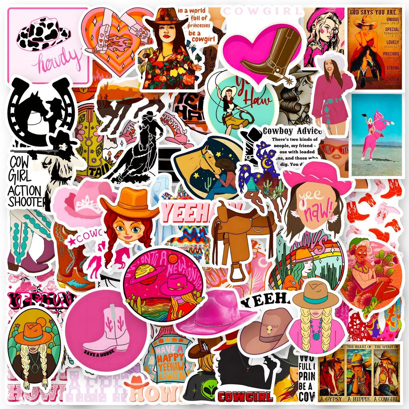 DothRayan Cowgirl Stickers for DIY Projects, 100 Pcs, Vinyl
