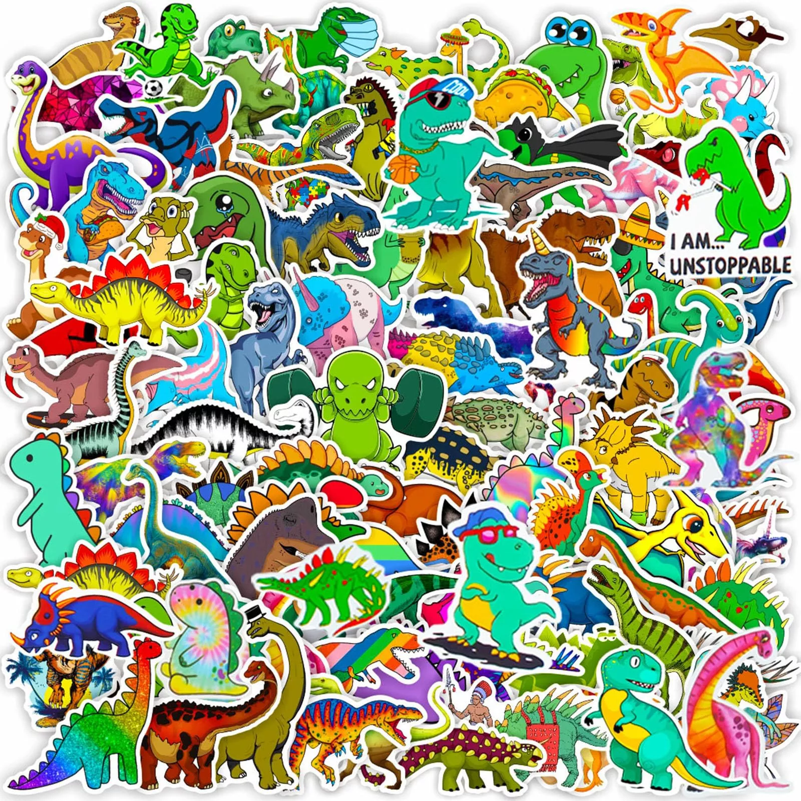 DothRayan Dinosaur Stickers for Kids - 100 Pcs Waterproof Vinyl