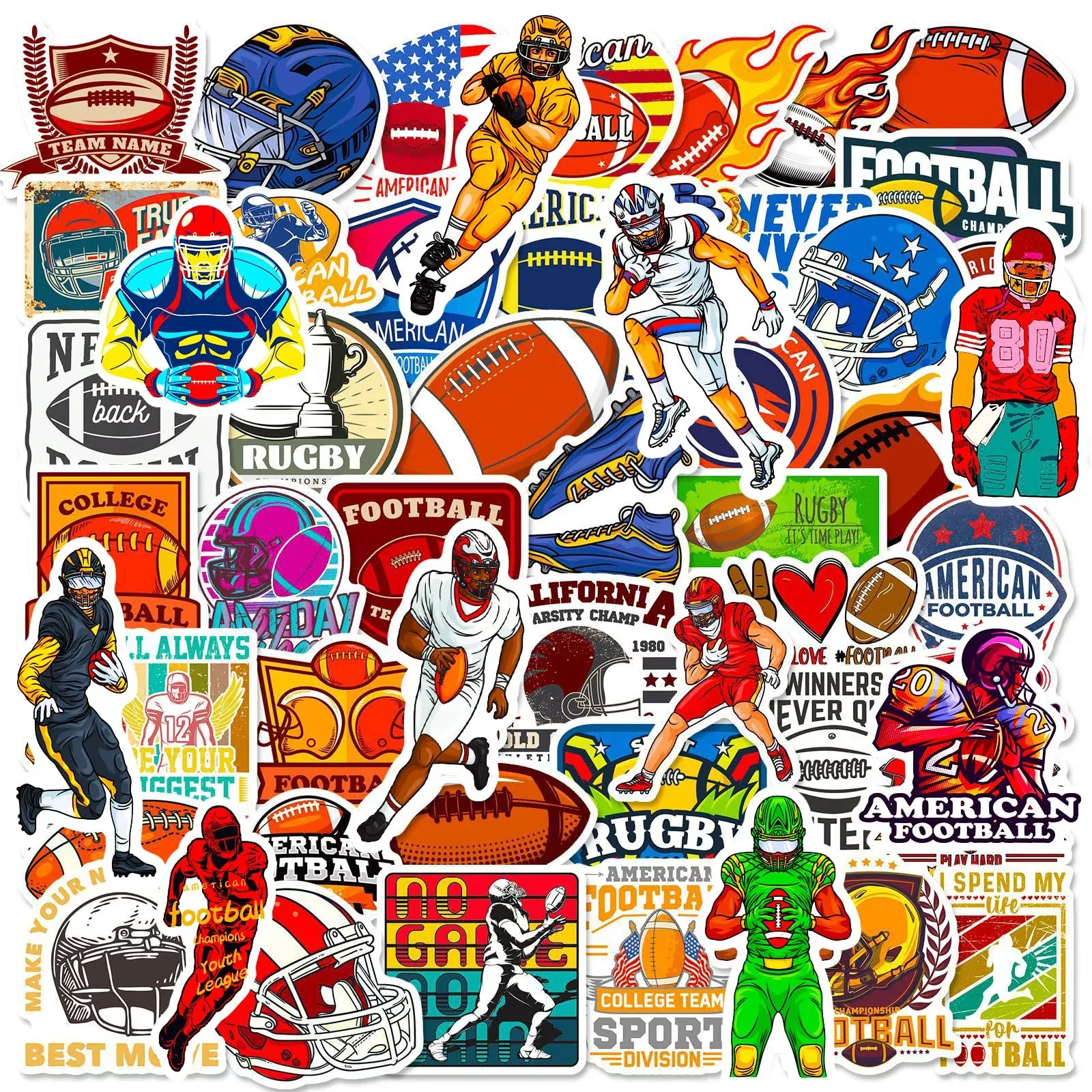 DothRayan Football Stickers Set of 100 Vinyl Waterproof Decor