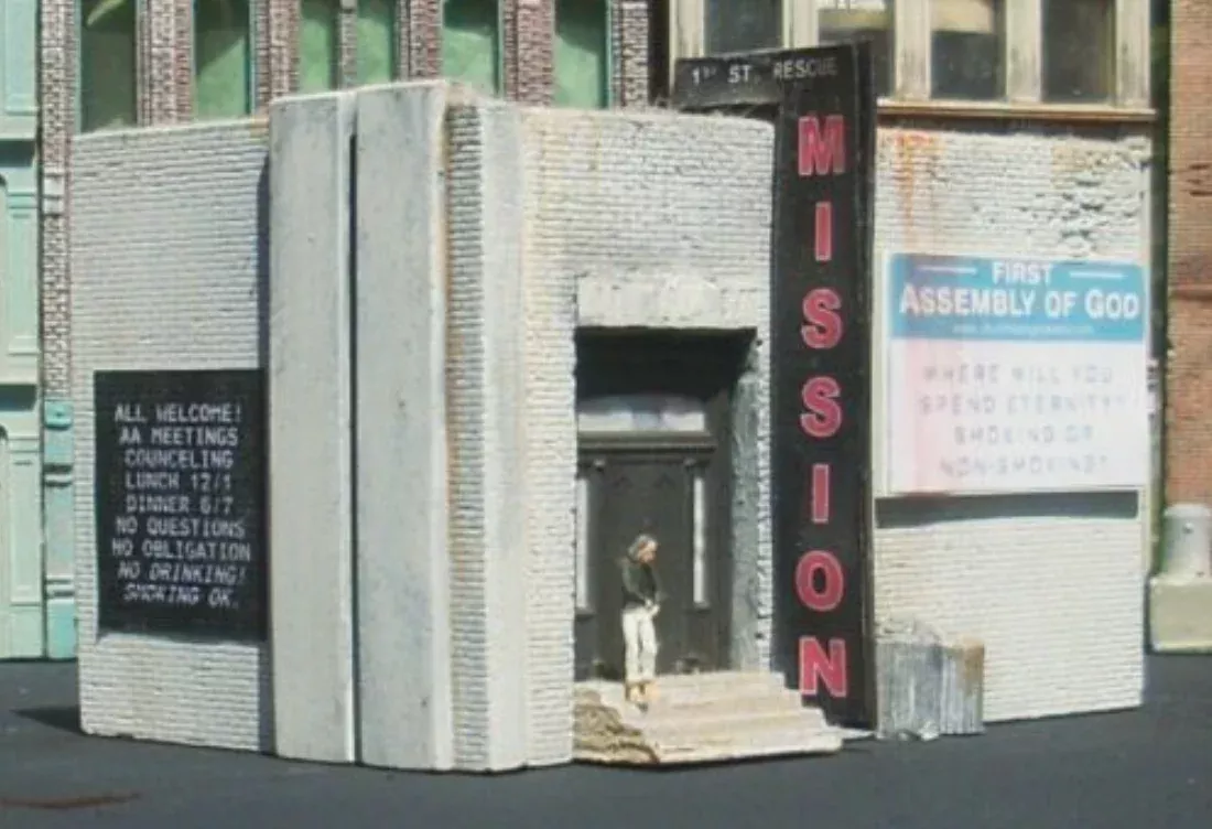 Downtown Deco 1034 HO Scale Rescue Mission Cast Hydrocal Building Kit