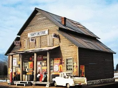Downtown Deco 1047 HO Scale County Line Store Cast Hydrocal Building Kit