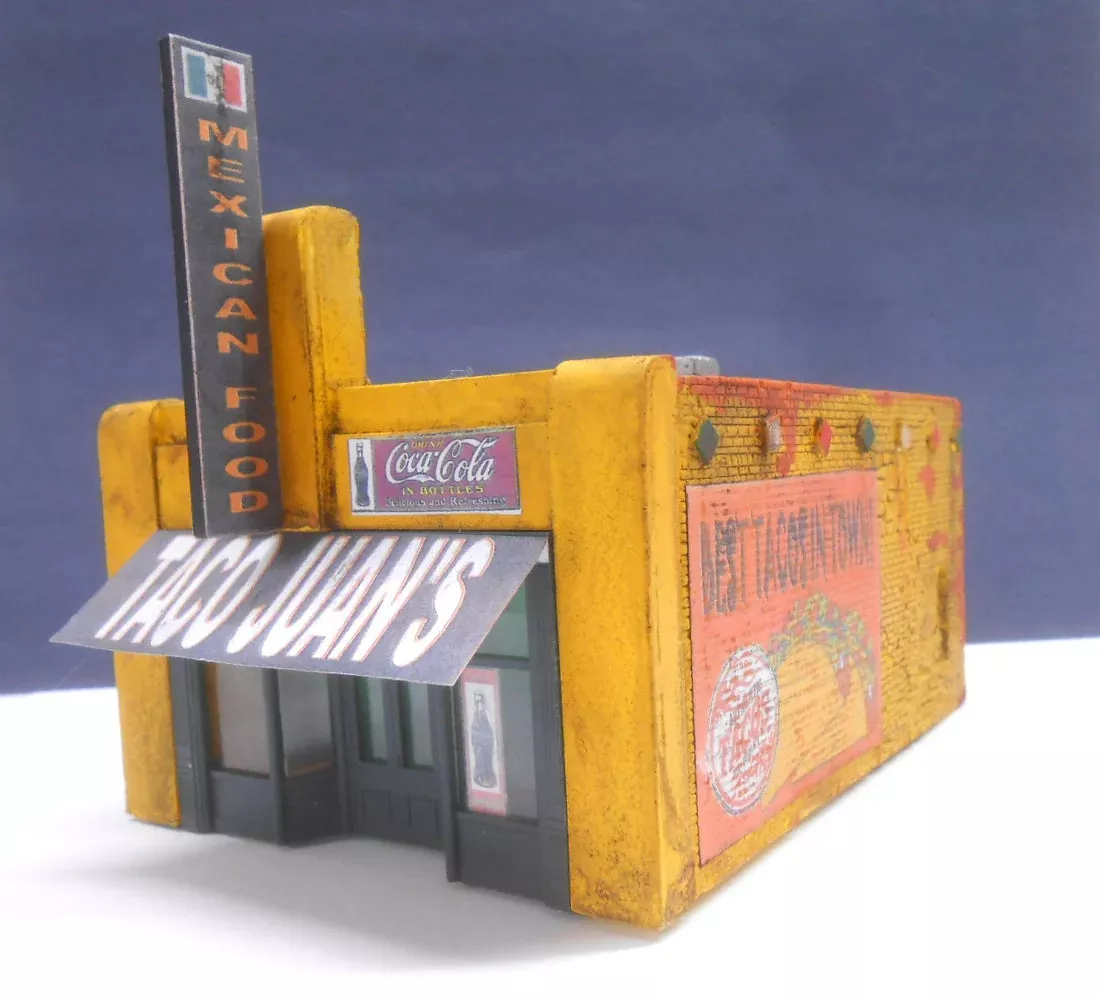 Downtown Deco 61 O Scale Taco Juan's Cast Hydrocal Building Kit