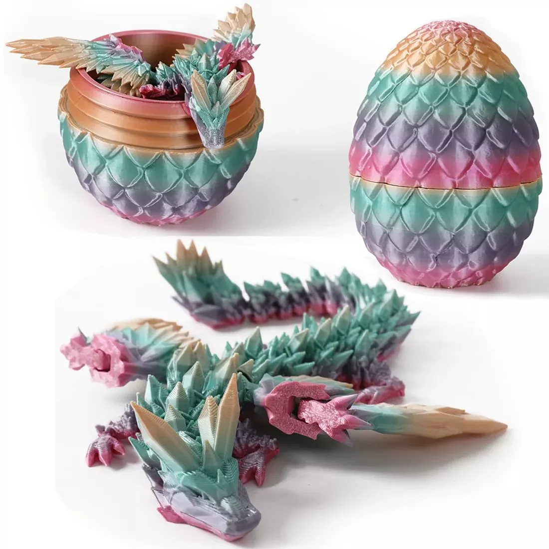Dragon Egg 3D Printed Dragon Egg Articulated Dragon Crystal Dragon Wit