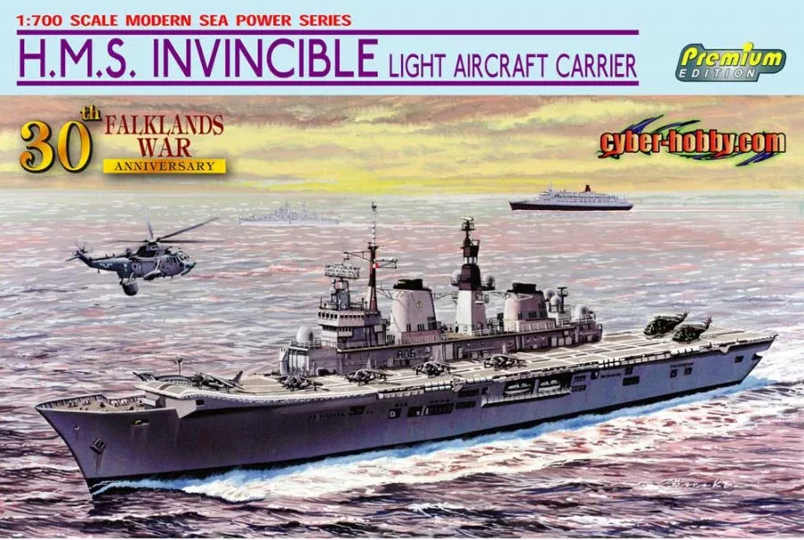 Dragon Models/Cyber-Hobby 7128 1/700 HMS Invincible Light Aircraft Carrier Model Ship Kit