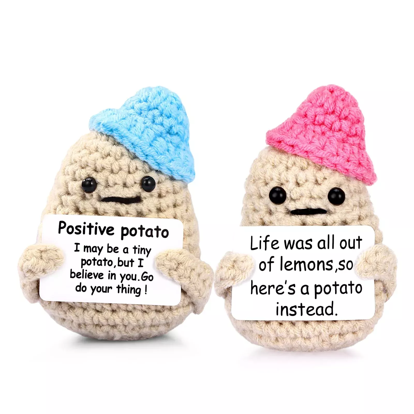 Draupnir 2Pcs Positive Potato, 3 Inch Mini Funny Knitted Wool Potato T
