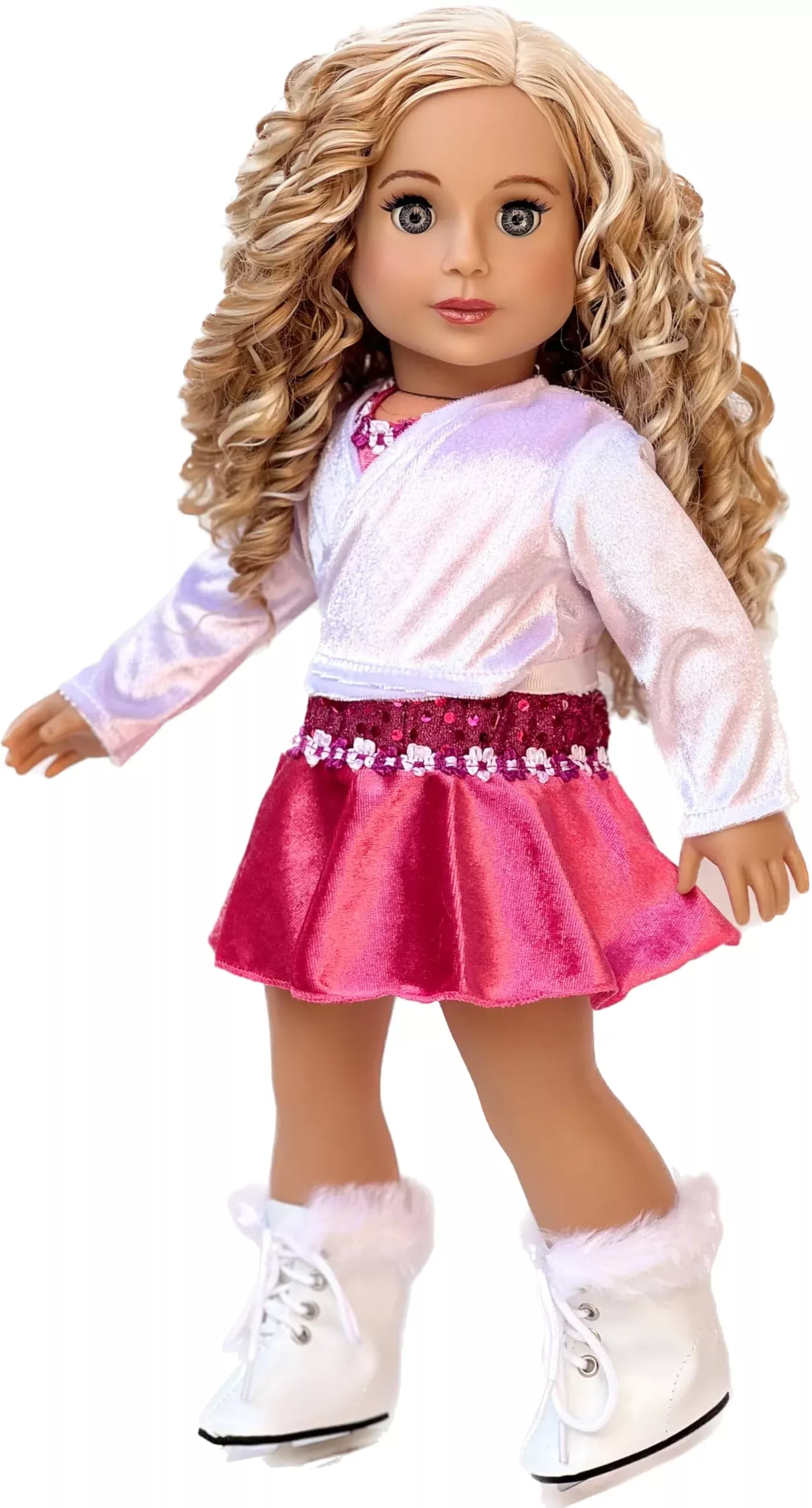 DreamWorld Collections 18 Inch Doll Clothes Hot Pink Skating Set