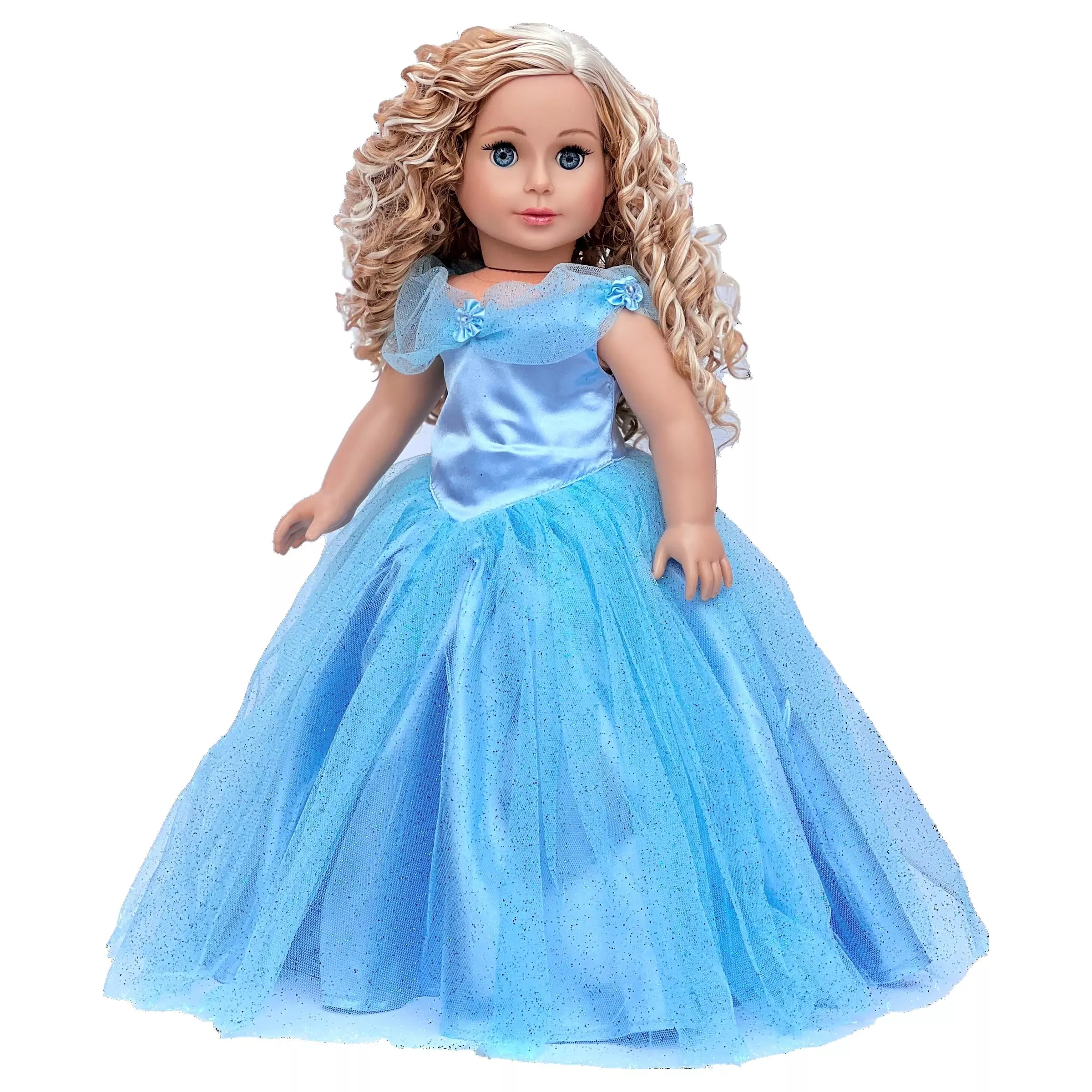 DreamWorld Collections Doll Clothes for 18" Dolls - Blue Satin Gown