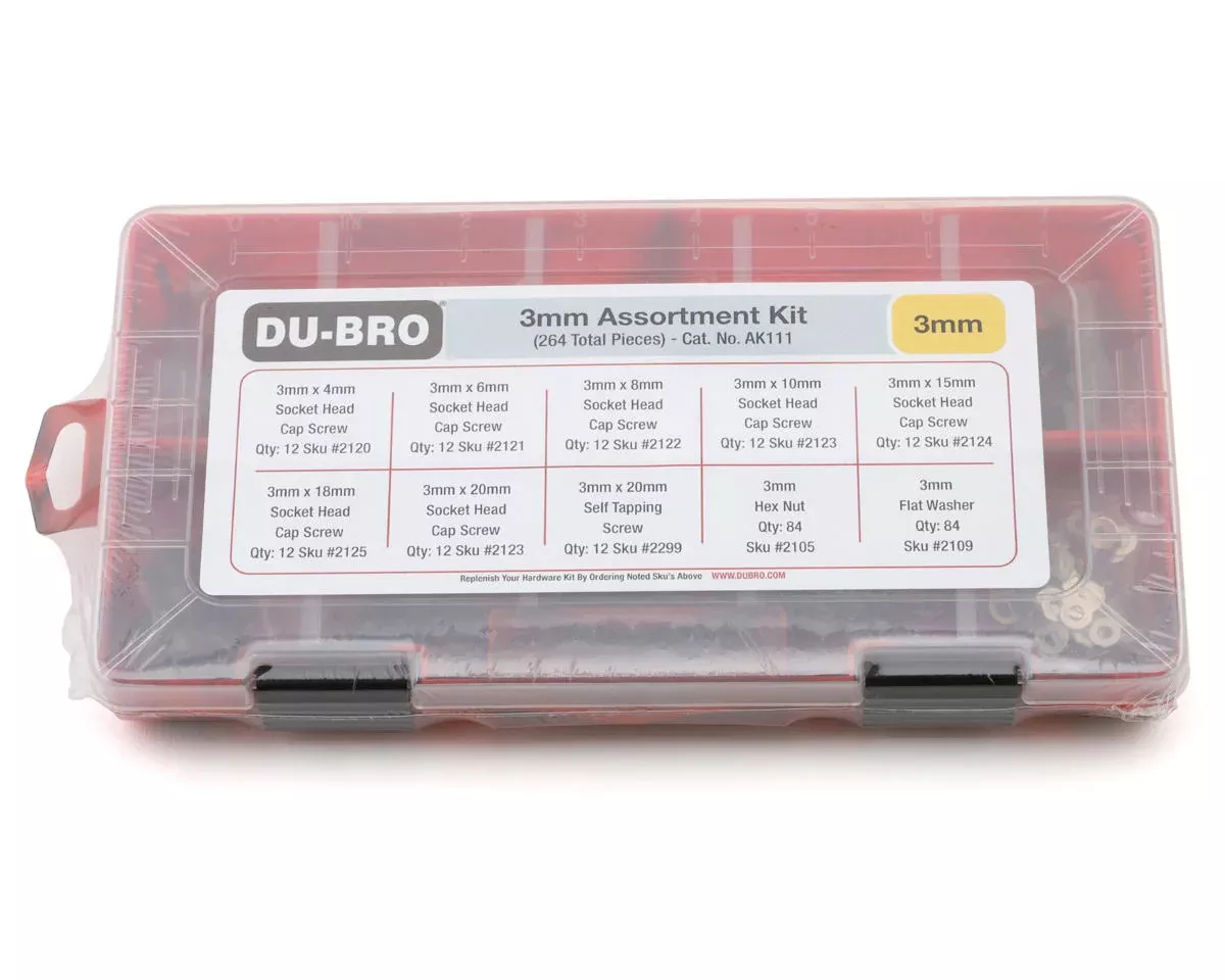 Du-Bro AK111 3mm Hardware Assortment 264 Piece Set