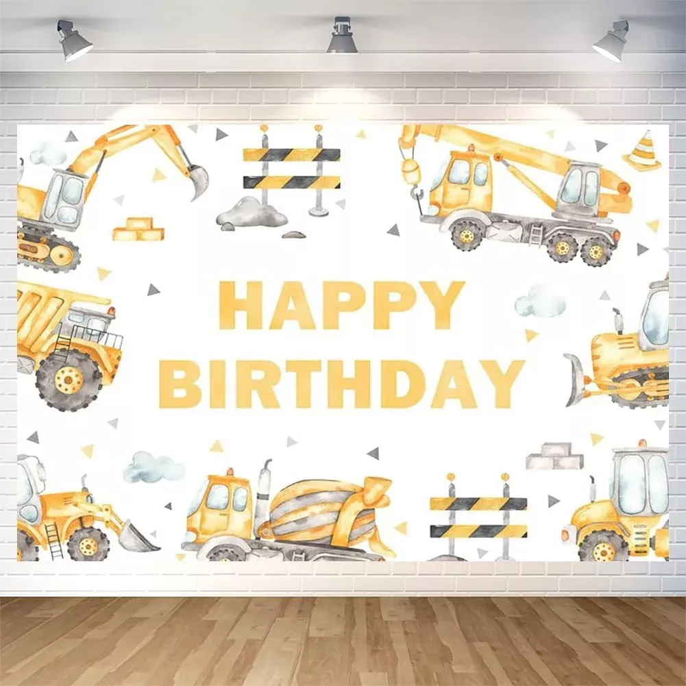DuftGu Construction Happy Birthday Backdrop 70.8x47.2 Inch, Large