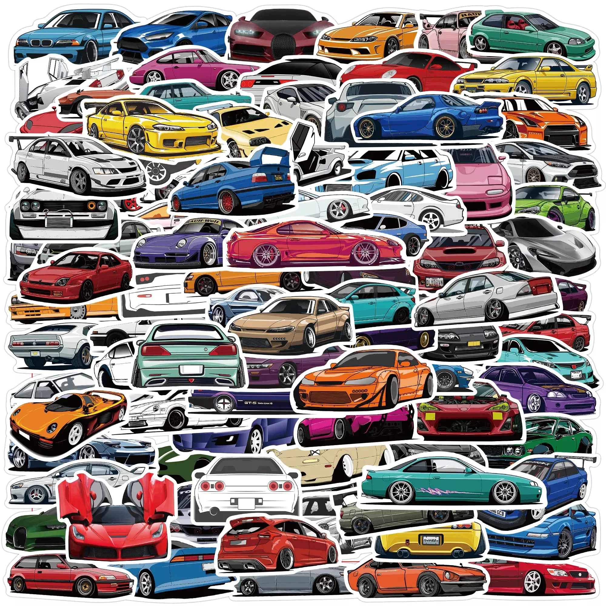 DULEFUN JDM Racing Car Stickers 100pcs Vinyl Waterproof Decals