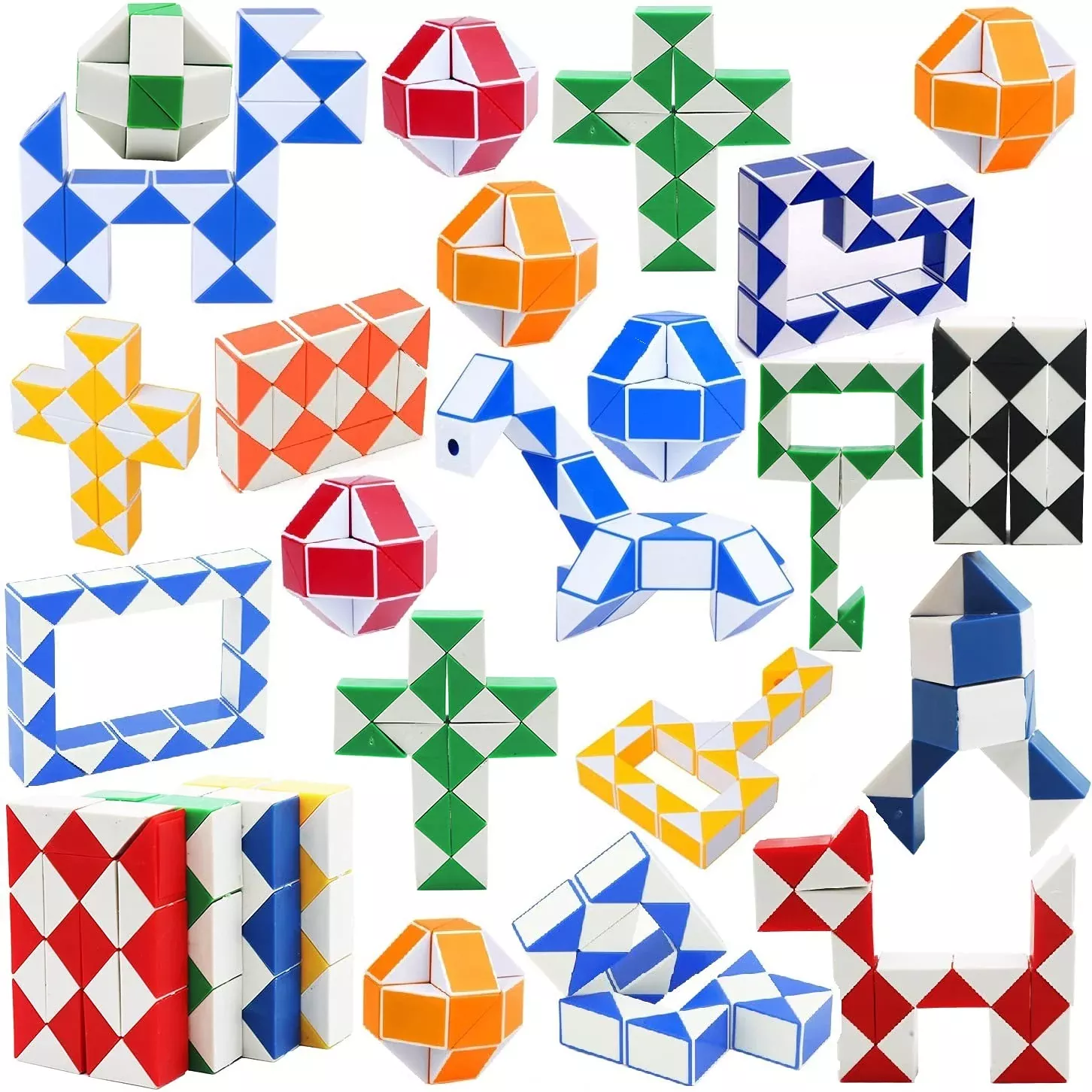 Dungsko 24 Pack Fidget Snake Cube Twist Puzzle Toys - Multi-colored Pl