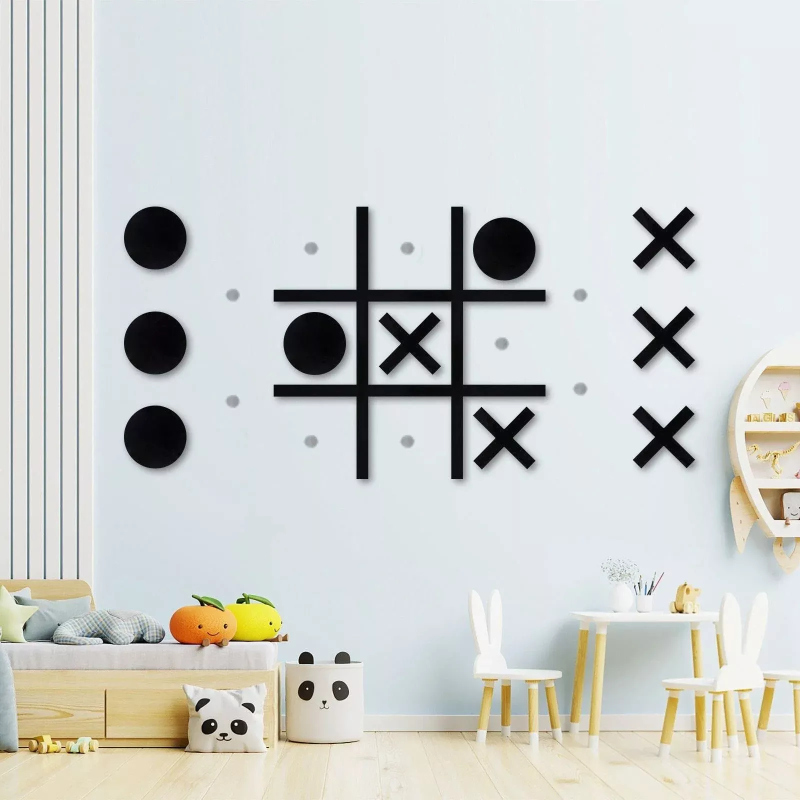 DUOLIYBC Magnetic Tic Tac Toe Game - Black Acrylic Wall Decor, 16.5" x