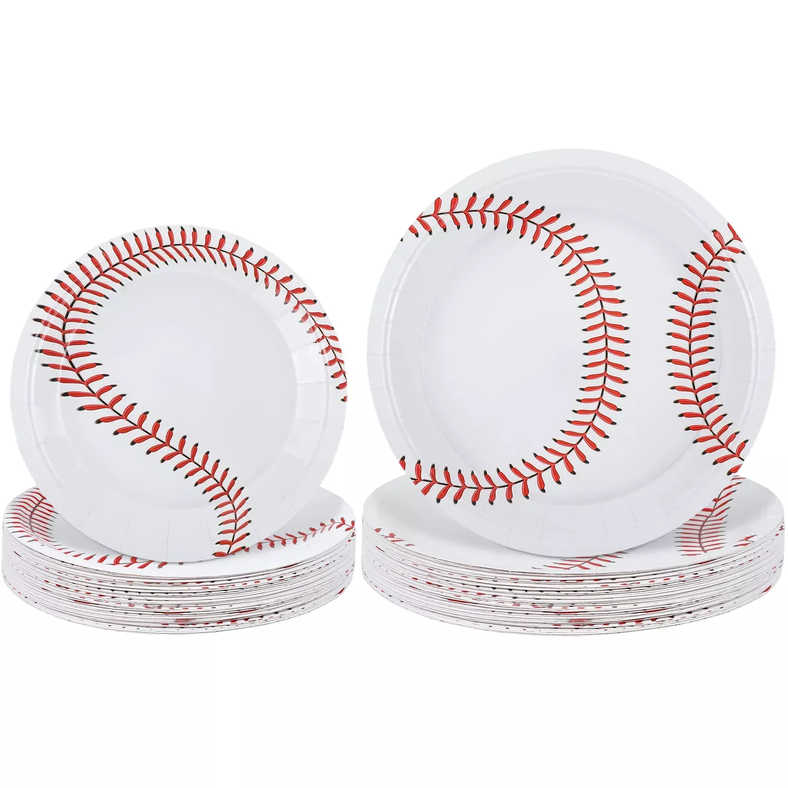 Durony 48 Pack Baseball Plates 9 Inch And 7 Inch Round Baseball Themed