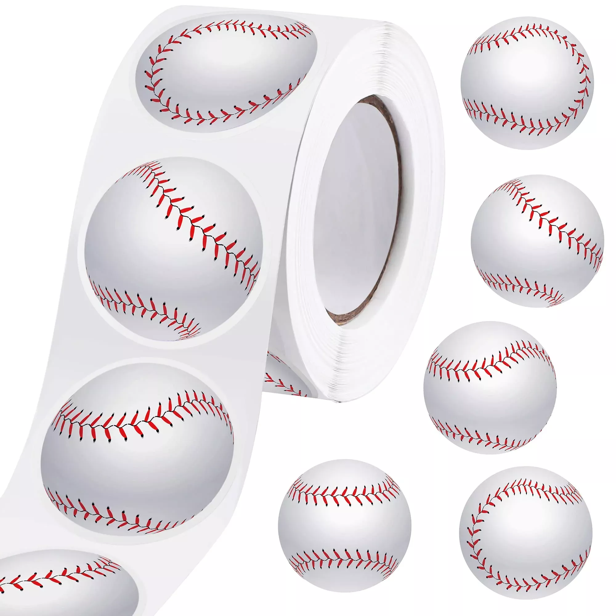 durony Baseball Theme Stickers 500 Pieces 1.5" Waterproof White