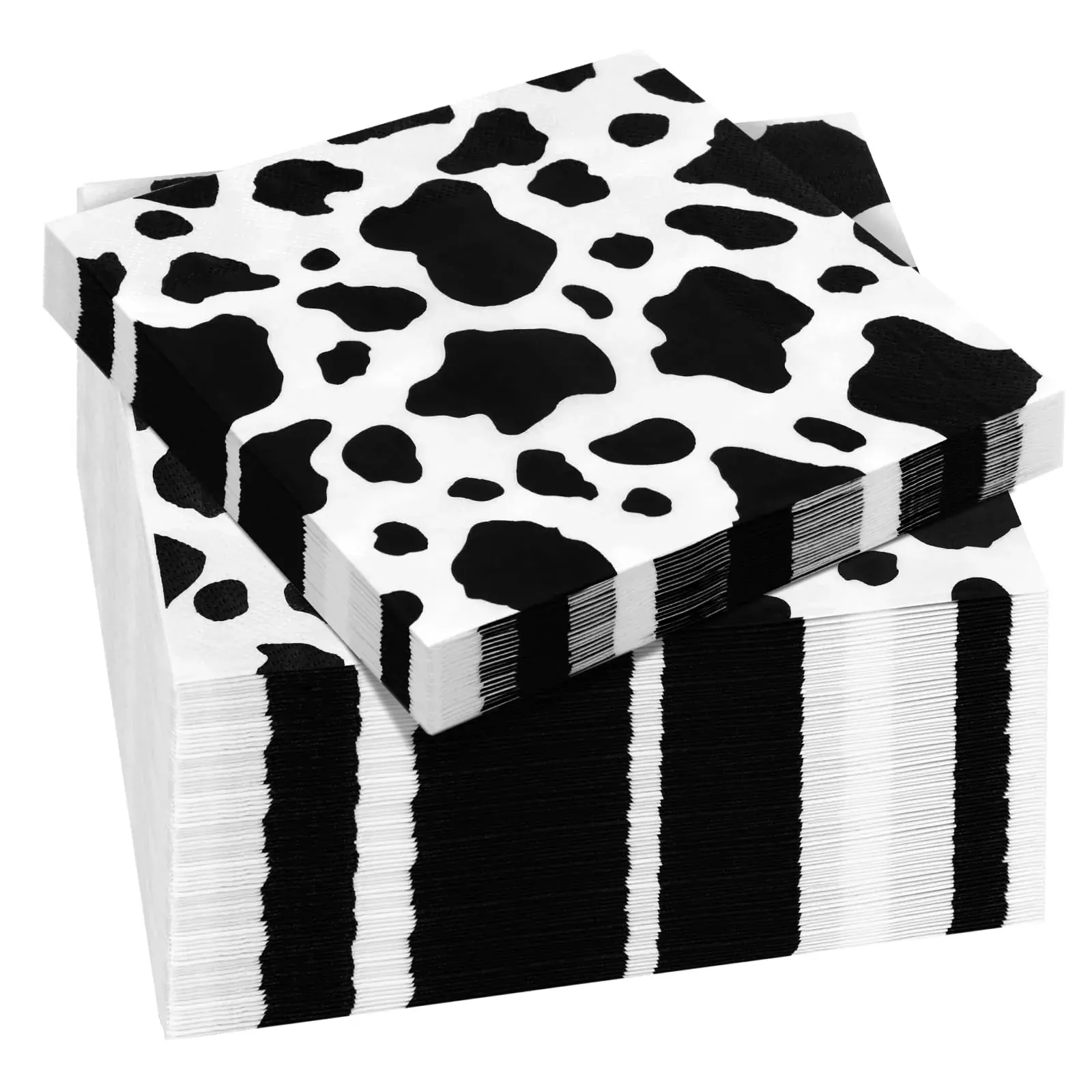 durony Cow-Patterned Napkins for Parties, 13x13 inches, White,