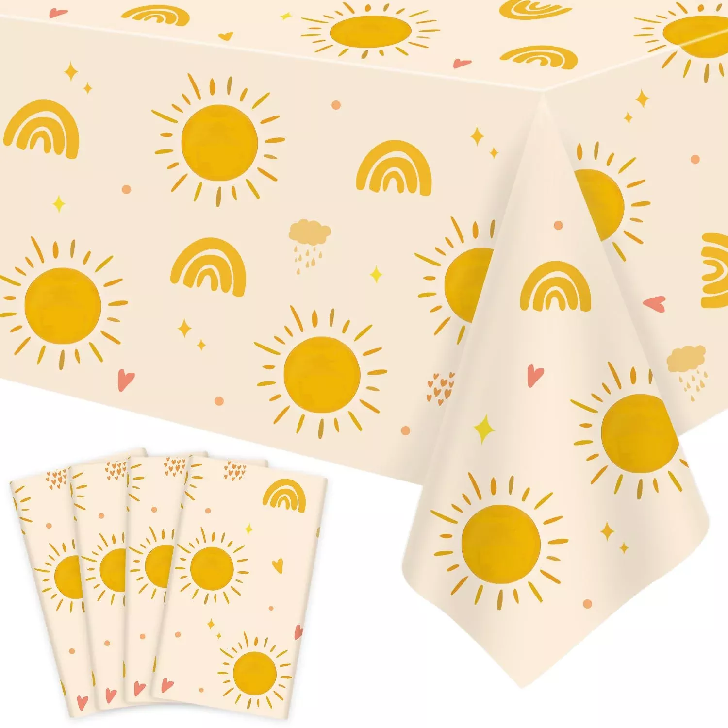 Dvaorc Boho Sun Tablecloths for Parties 51x86 inches 4 Pack
