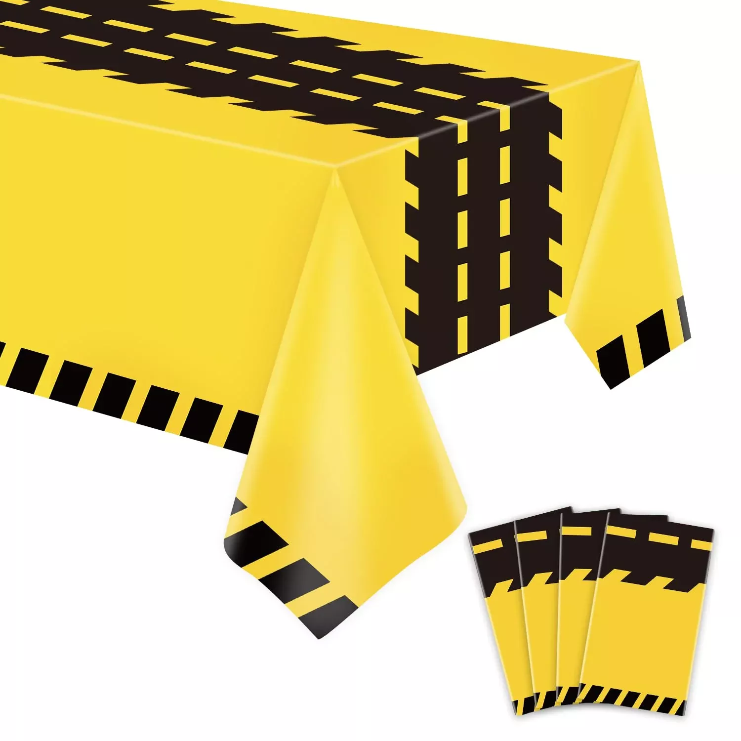 Dvaorc Construction Party Tablecloths, Yellow&Black, 51x86 in,