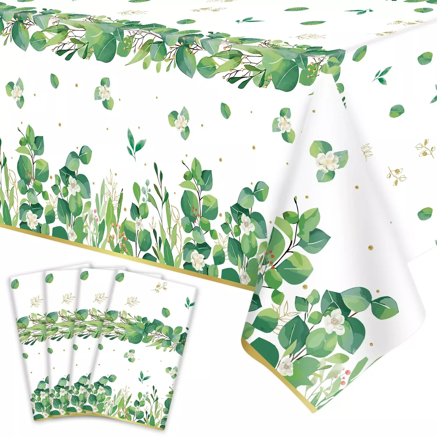 Dvaorc Eucalyptus Leaf Tablecloths for Parties 51x86 inches 4 Pack