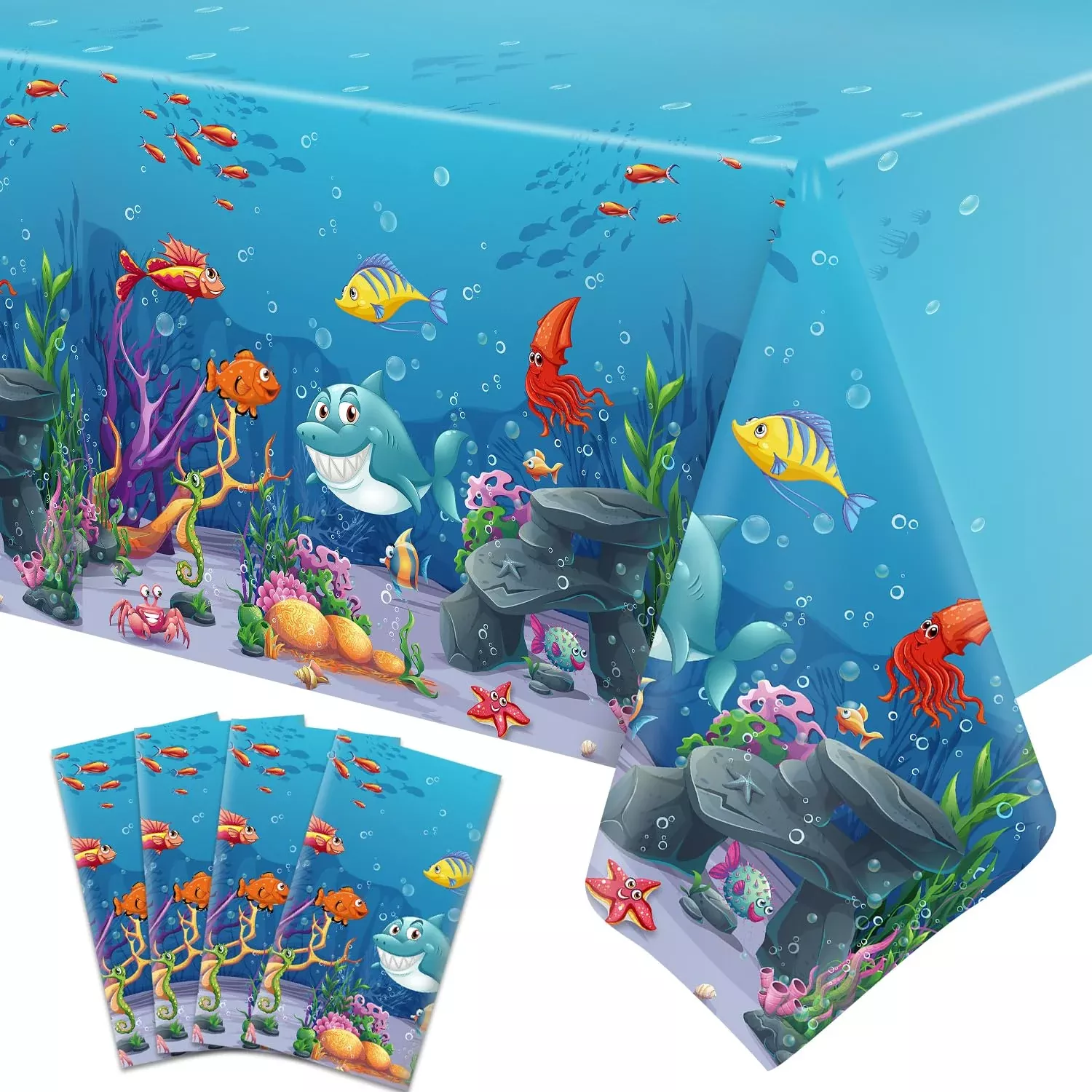 Dvaorc Ocean Animal Party Tablecloths, Blue, 51x86", 4