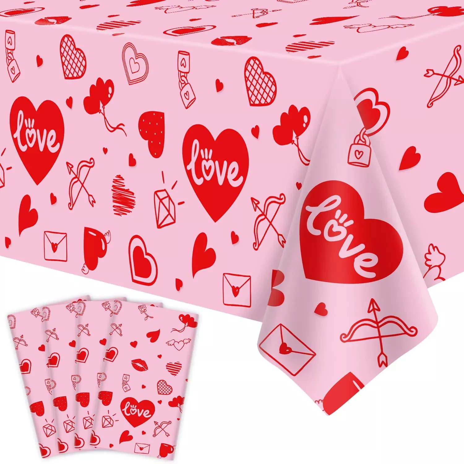Dvaorc Valentine's Day Tablecloths, Pink & Red, 51x86 inches,