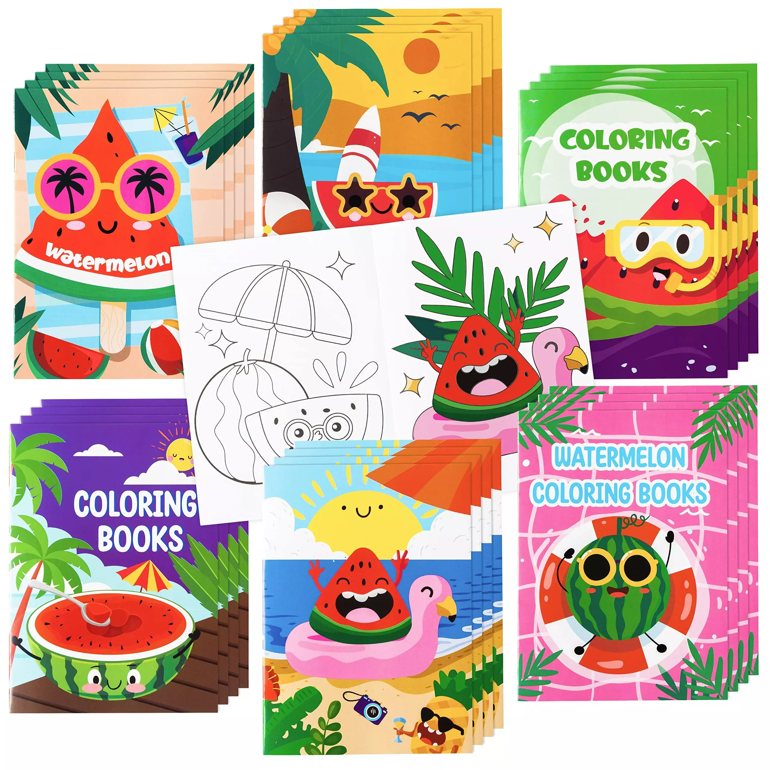 Dvbonike 24Pcs Watermelon Coloring Books - Summer DIY Art Activity for