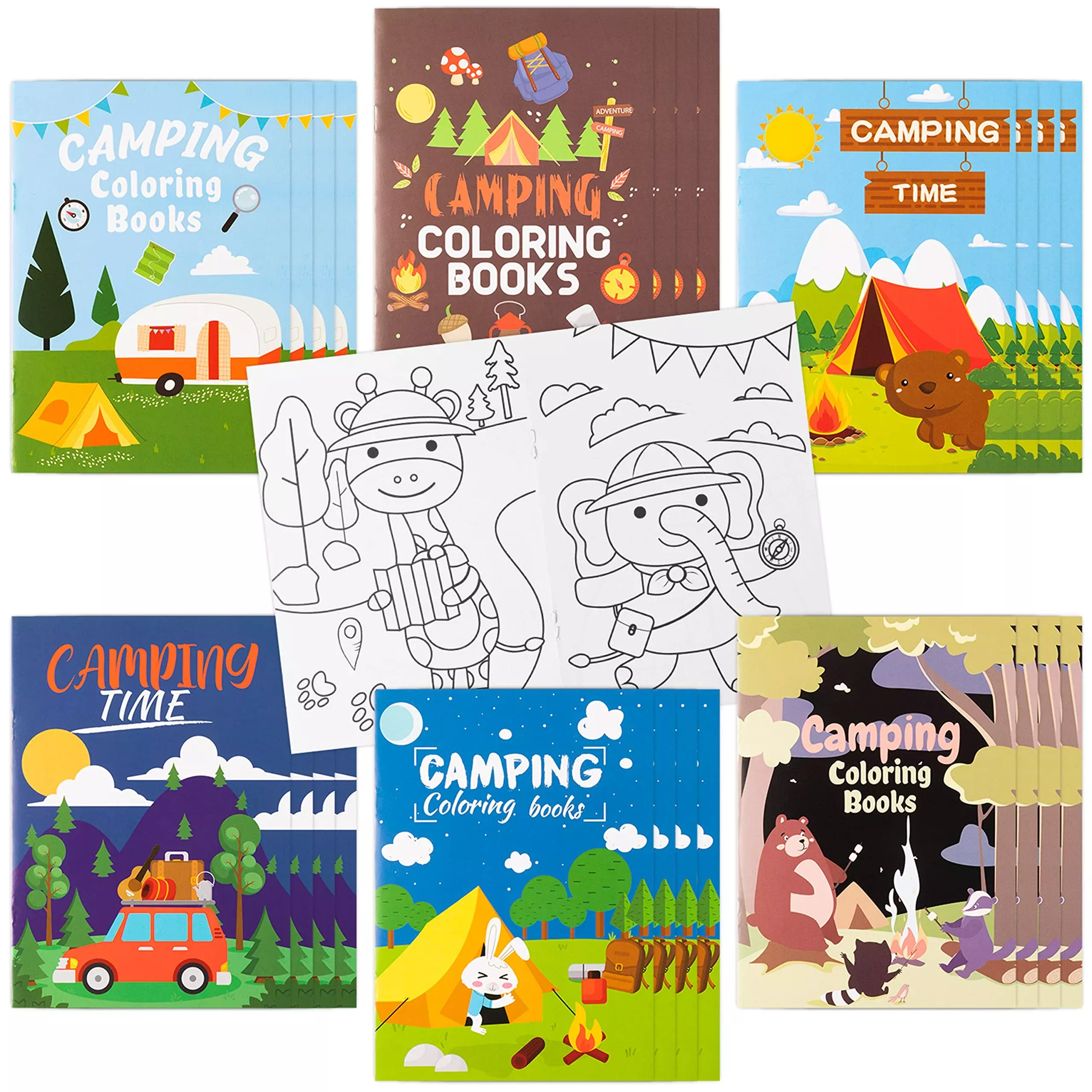Dvbonike Camping Coloring Book Set - Medium, L-Camping, 6 Covers