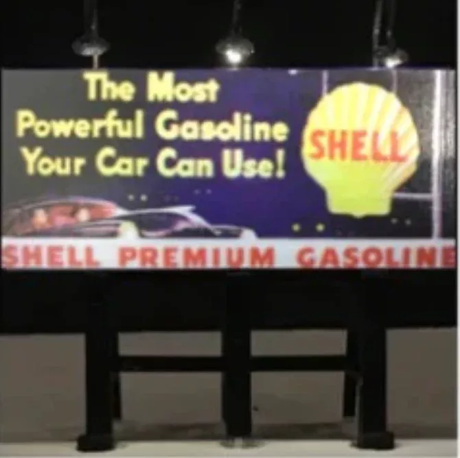 Dwarvin DVBB109-FA HO Scale Assembled Fiber-Lit Shell Oil Billboard