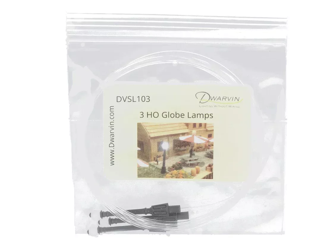 Dwarvin DVSL103BL HO Scale Fiber-Lit Globe Lamps (3 Pack)