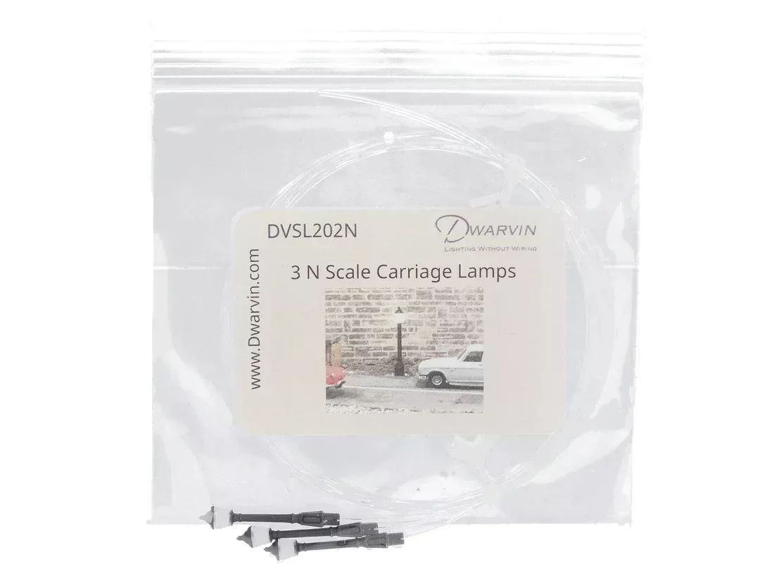 Dwarvin DVSL202 N Scale Fiber-Lit Carriage Lamps (3 Pack)
