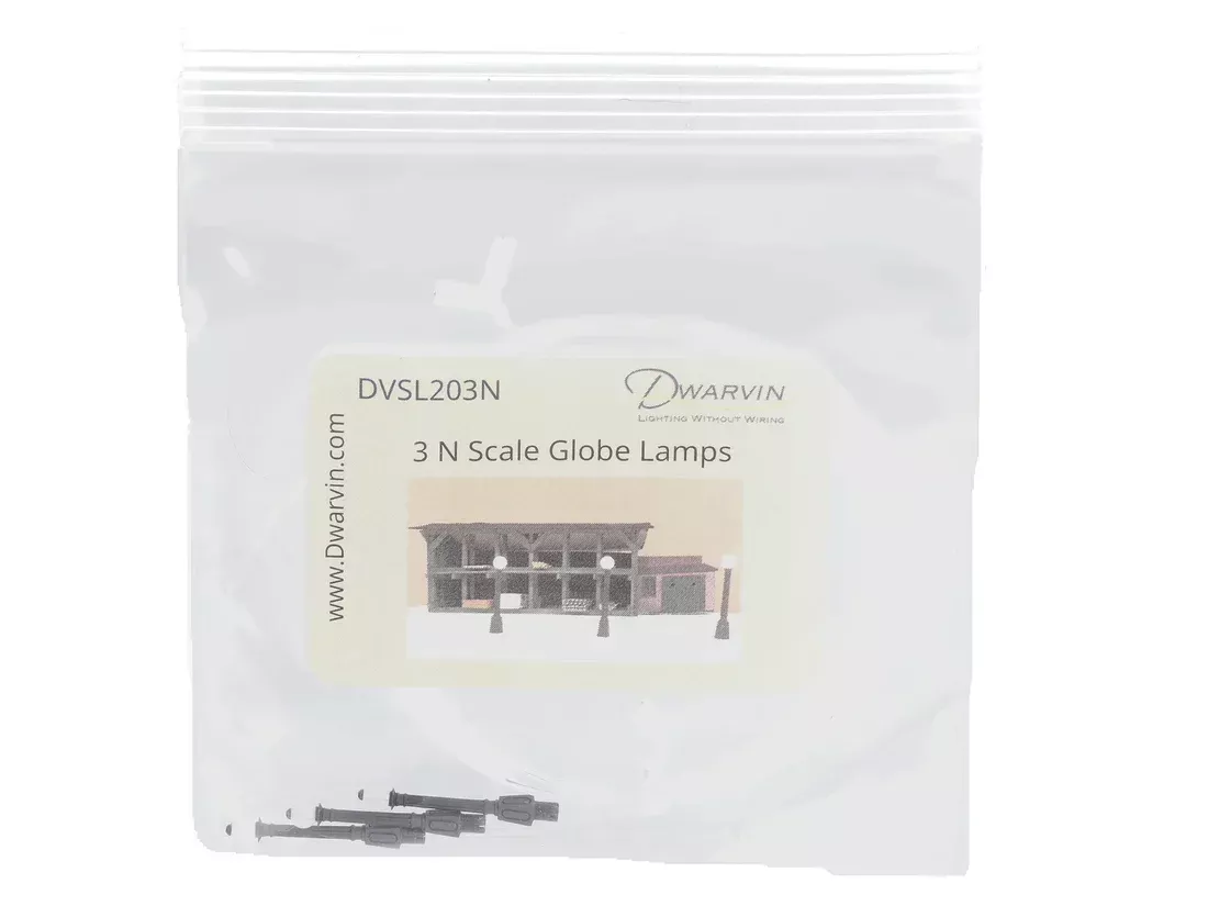 Dwarvin DVSL203 N Scale Fiber-Lit Globe Lamps (3 Pack)