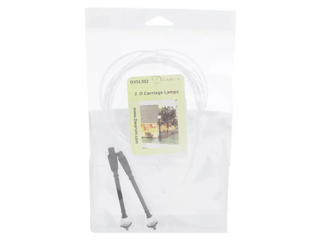 Dwarvin DVSL302 O Scale Fiber-Lit Carriage Lamps (2 Pack)