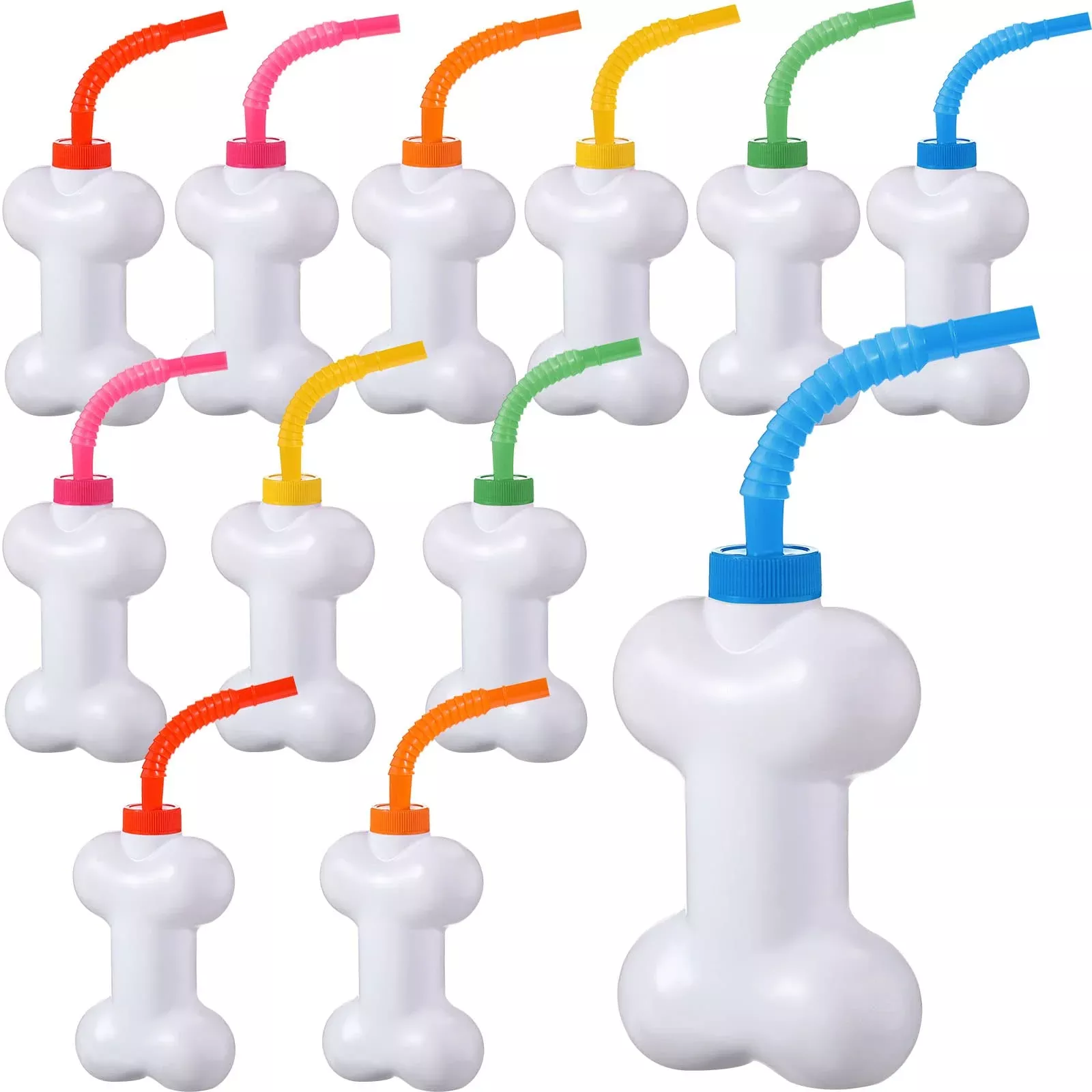 Eaasty Dog Bone Cups with Lids for Kids, 10 oz, White, 12