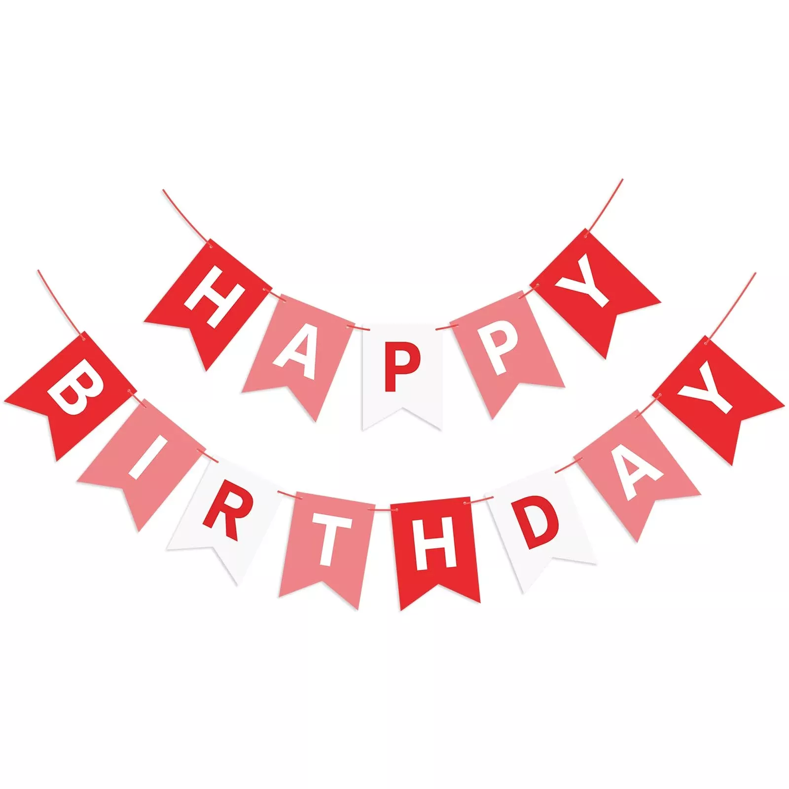 Eaezerav Happy Birthday Banner Red Decorative Garland 13 Flags