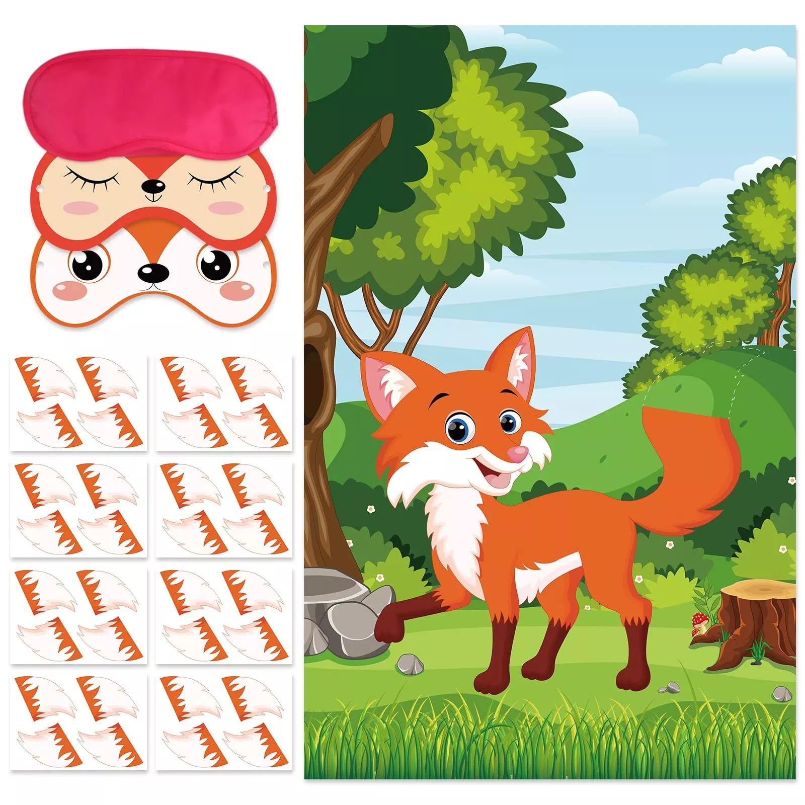 Eaezerav Pin The Tail On The Fox Party Game With 32 Tails Fox Woodland
