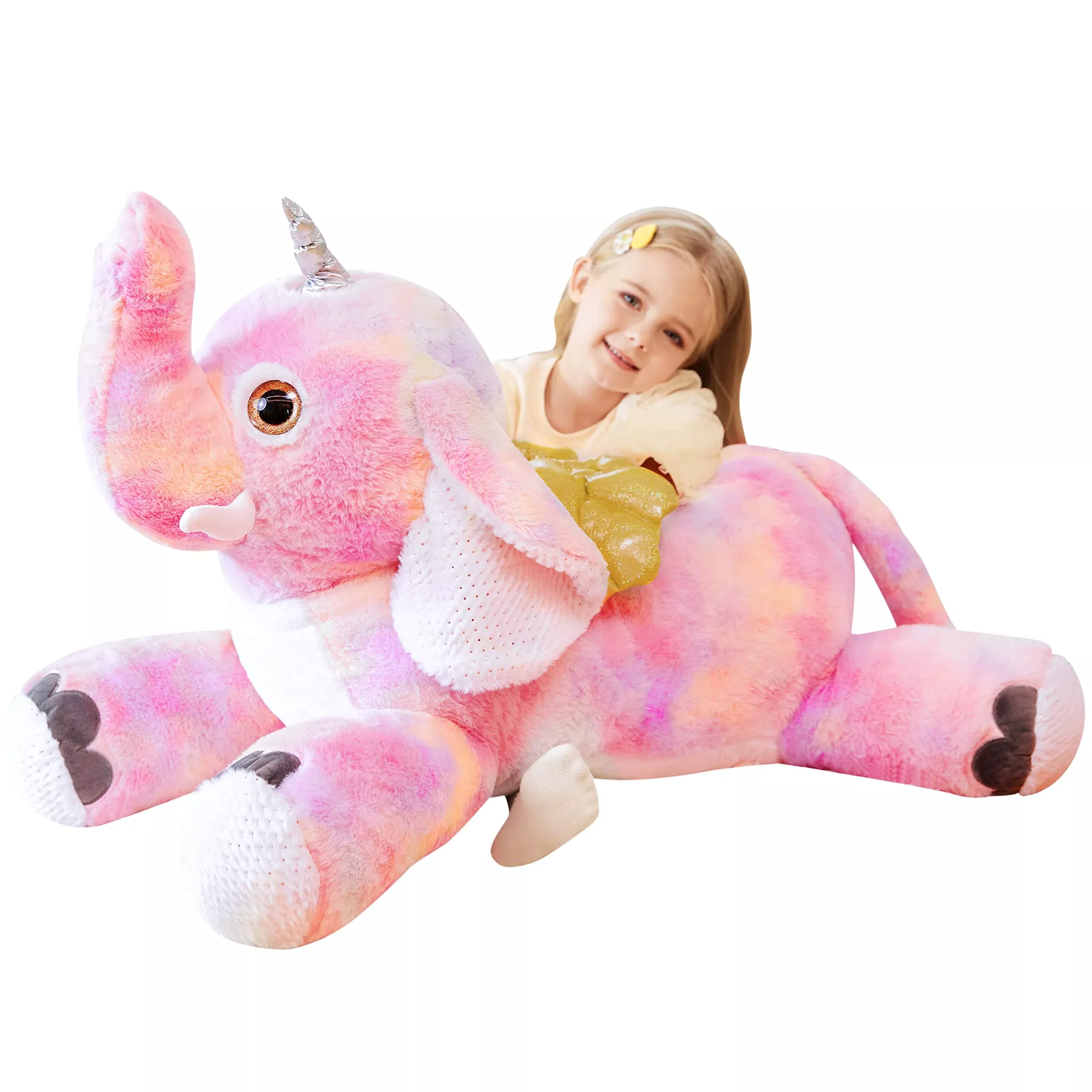 EARTHSOUND 30" Pink Stuffed Elephant Plush Toy for Kids