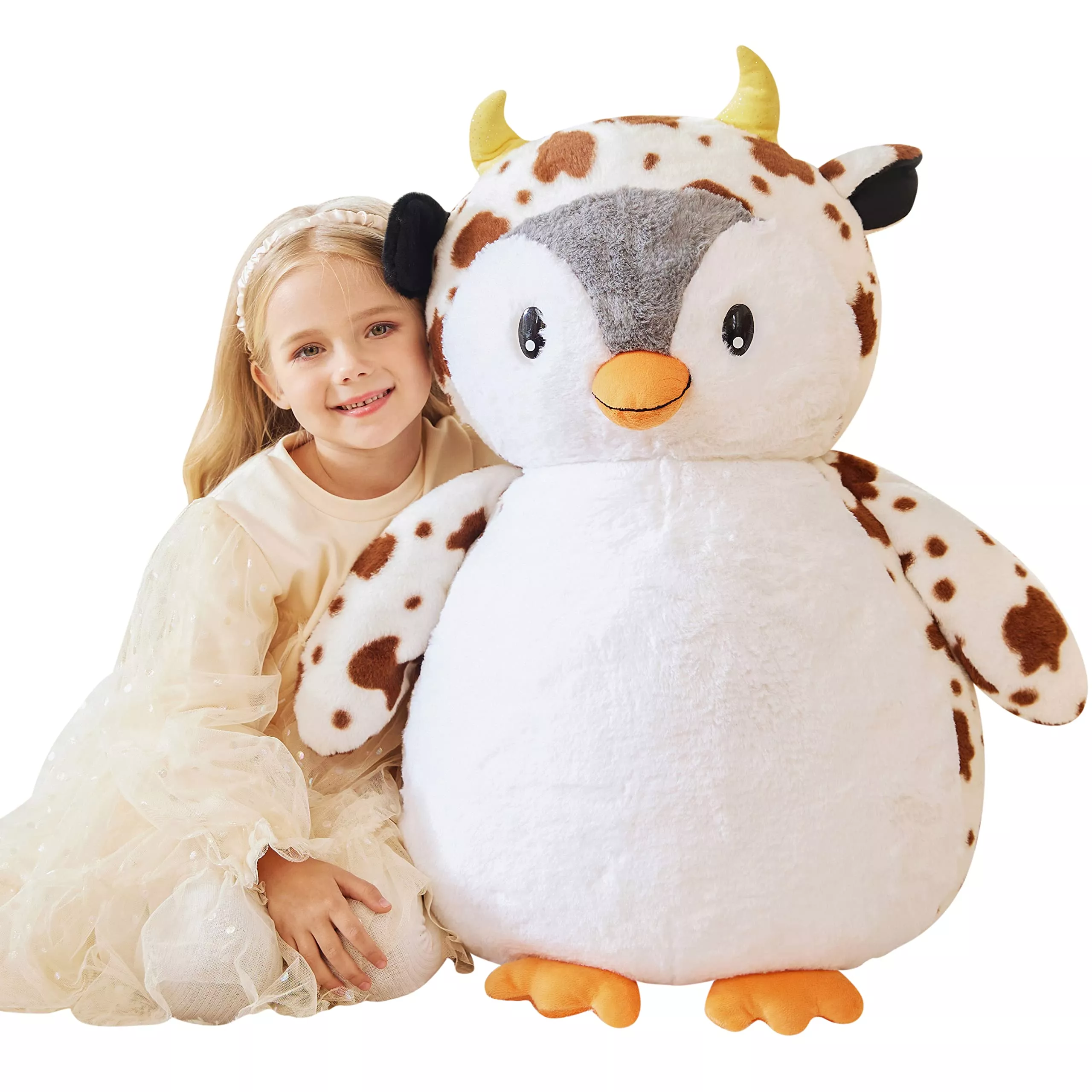 EARTHSOUND Giant Penguin Plush Toy, 23" Jumbo Soft White Stuffed Anima